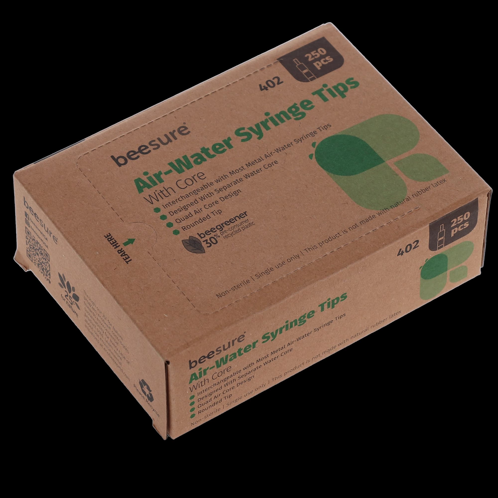 BeeSure Air/Water Syringe Tips, Green with Core, Disposable, 250/Pack, BE402 thumbnail 6