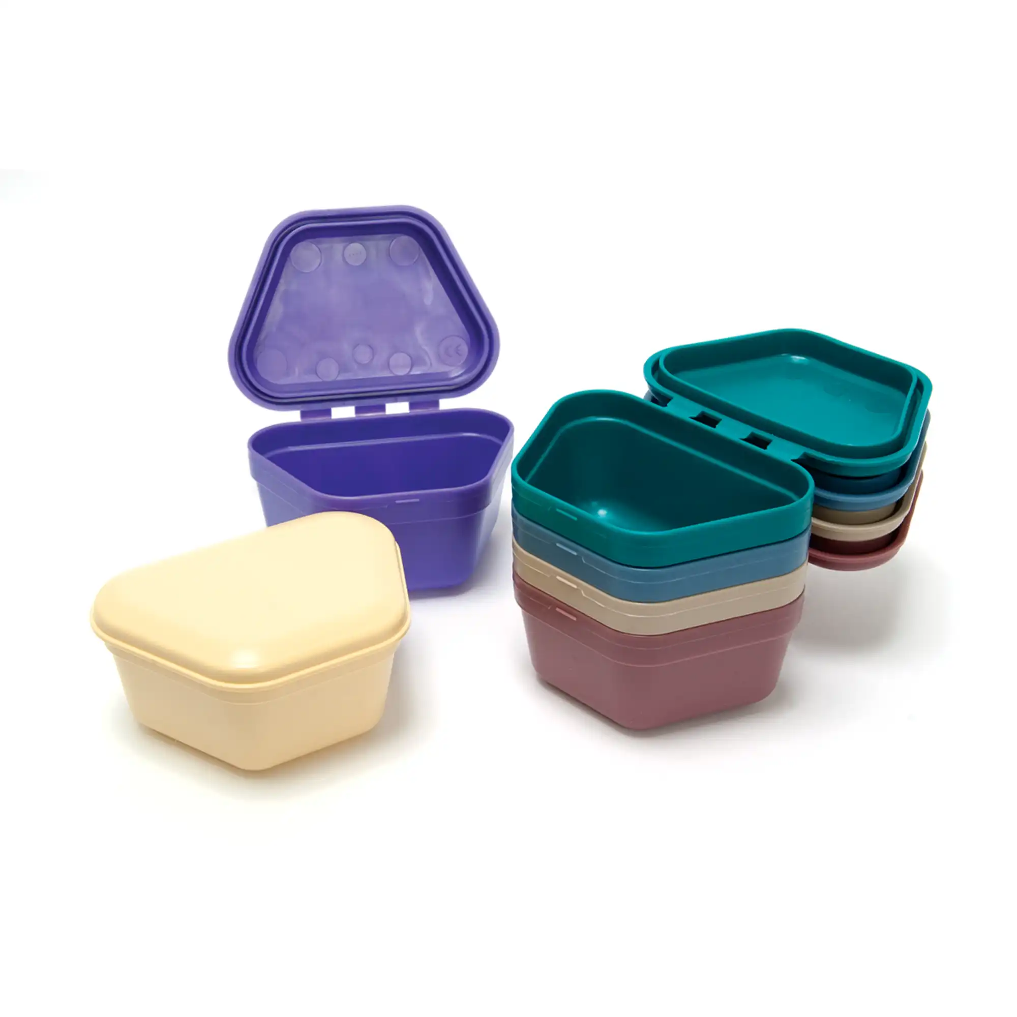 Quala Denture Boxes, Assorted Colors, 12/Bag, Q9020 - Denture Boxes, Assorted Color, 12/Pk - Image 1
