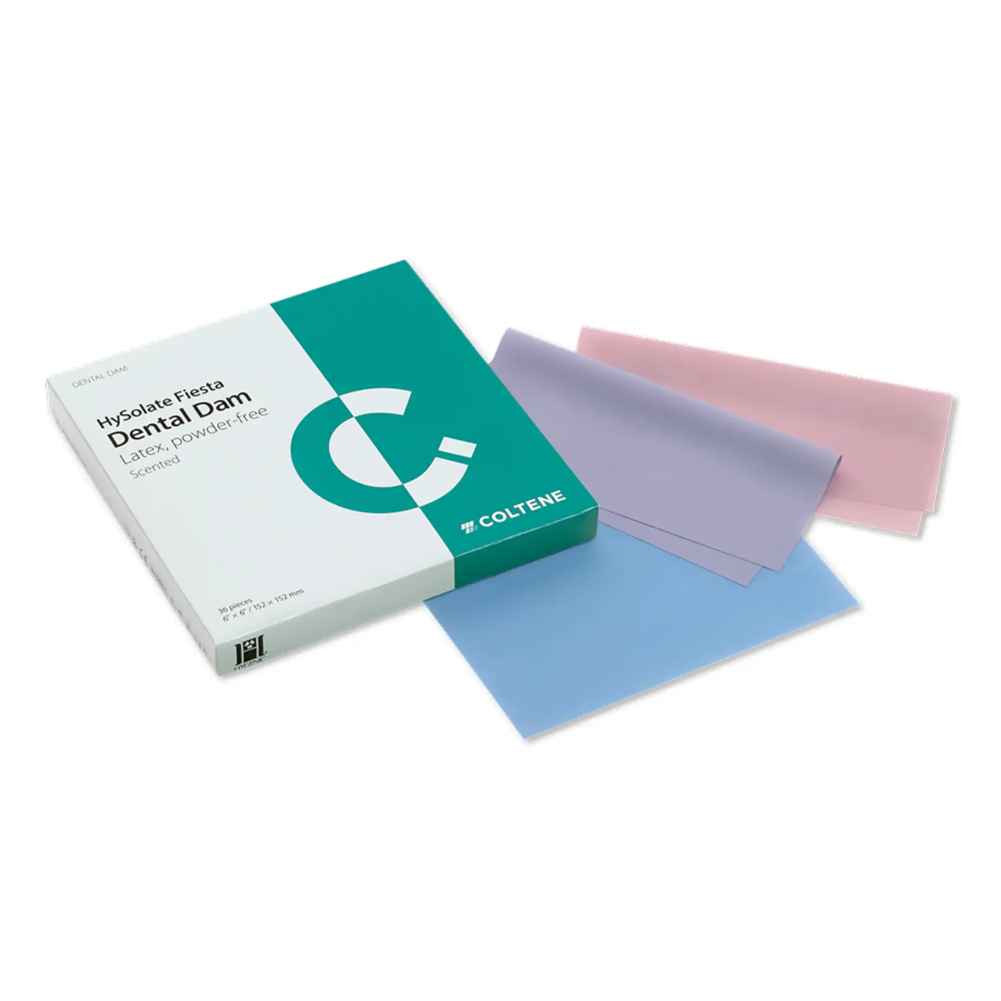 HySolate Fiesta Latex Dental Dam, Assorted Colors, Medium Gauge, 6" x 6", Fruit Scented, 36/Box, 60034436 thumbnail 2