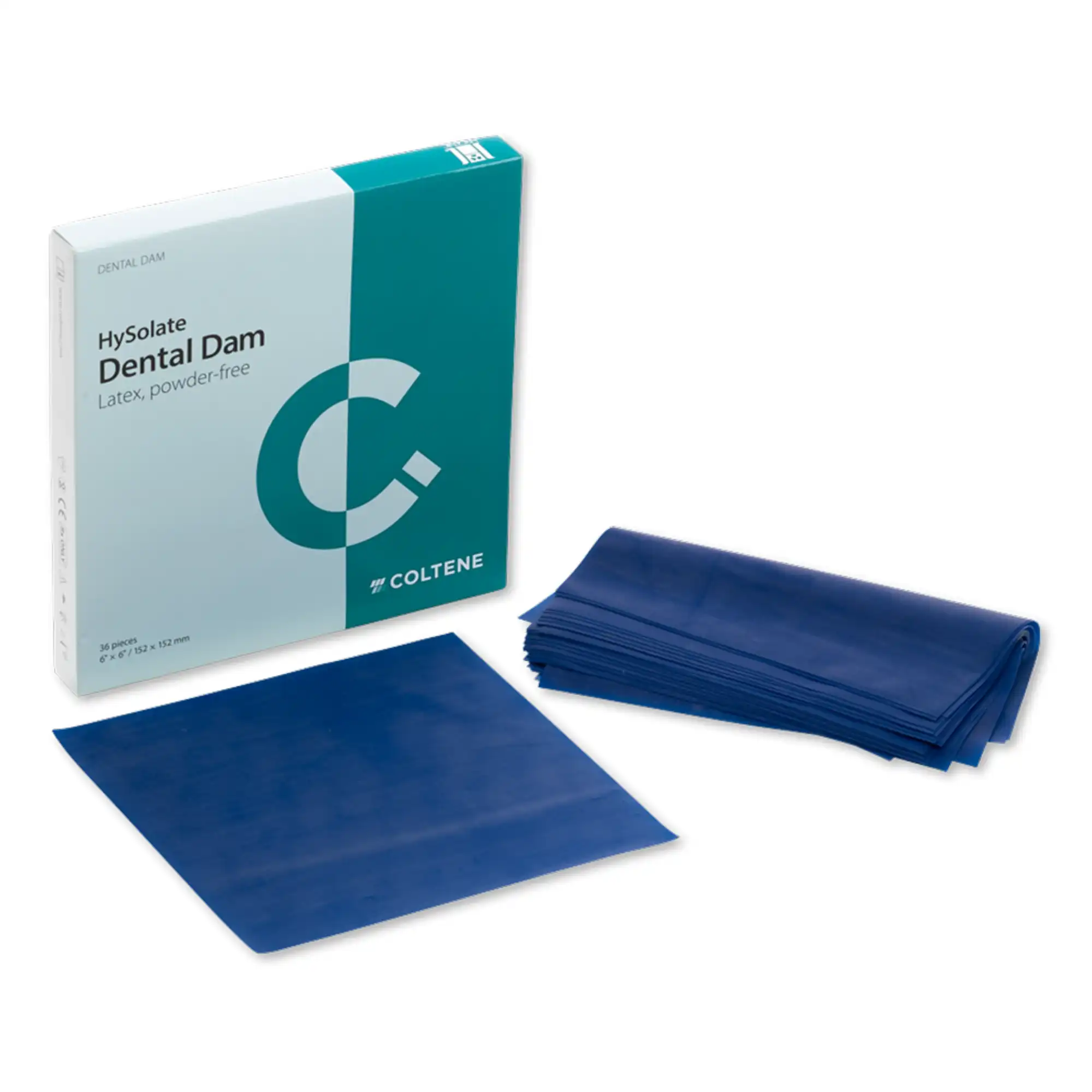 HySolate Latex Dental Dam, Blue, Medium Gauge, 5" x 5", 52/Pk, 60034441 thumbnail 2
