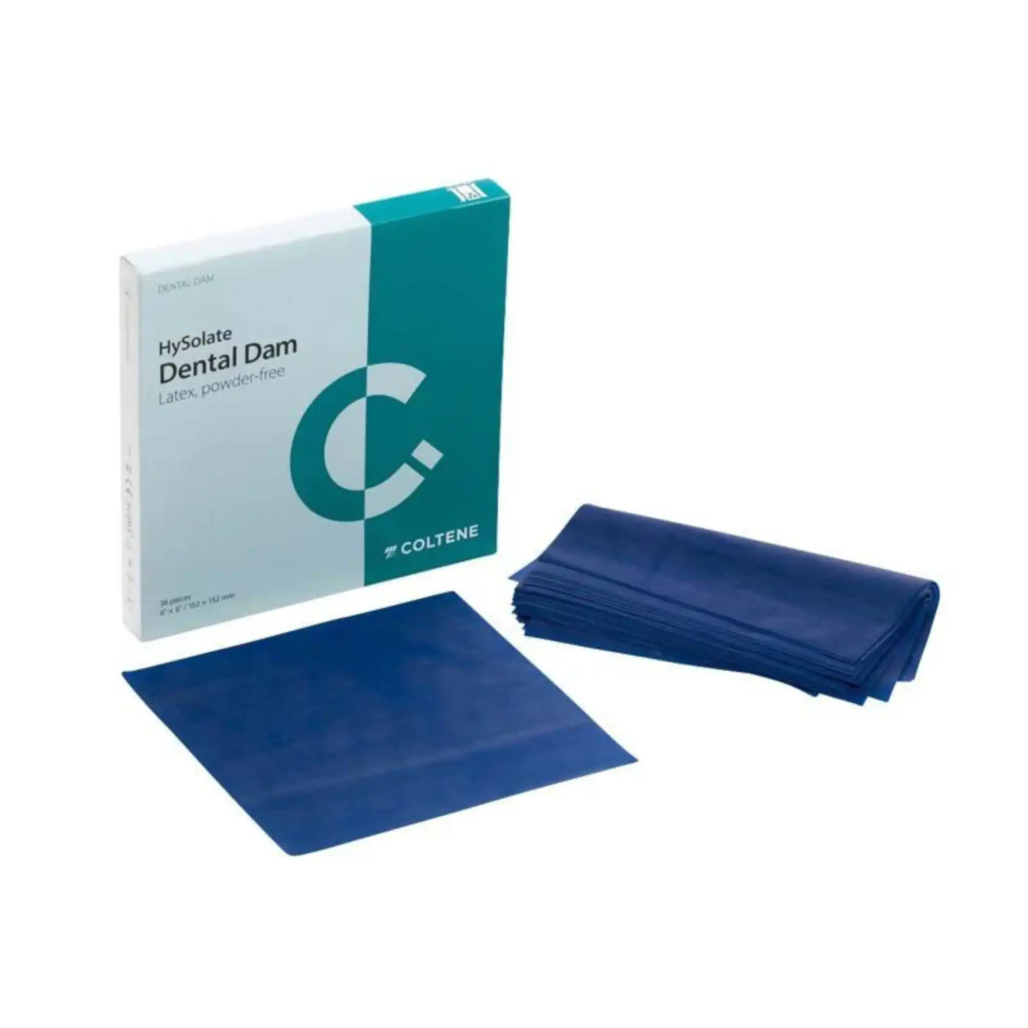 HySolate Latex Dental Dam, Blue Heavy, 6" x 6" (152 x 152 mm), Unscented, 36/Box, 60034443 thumbnail 2