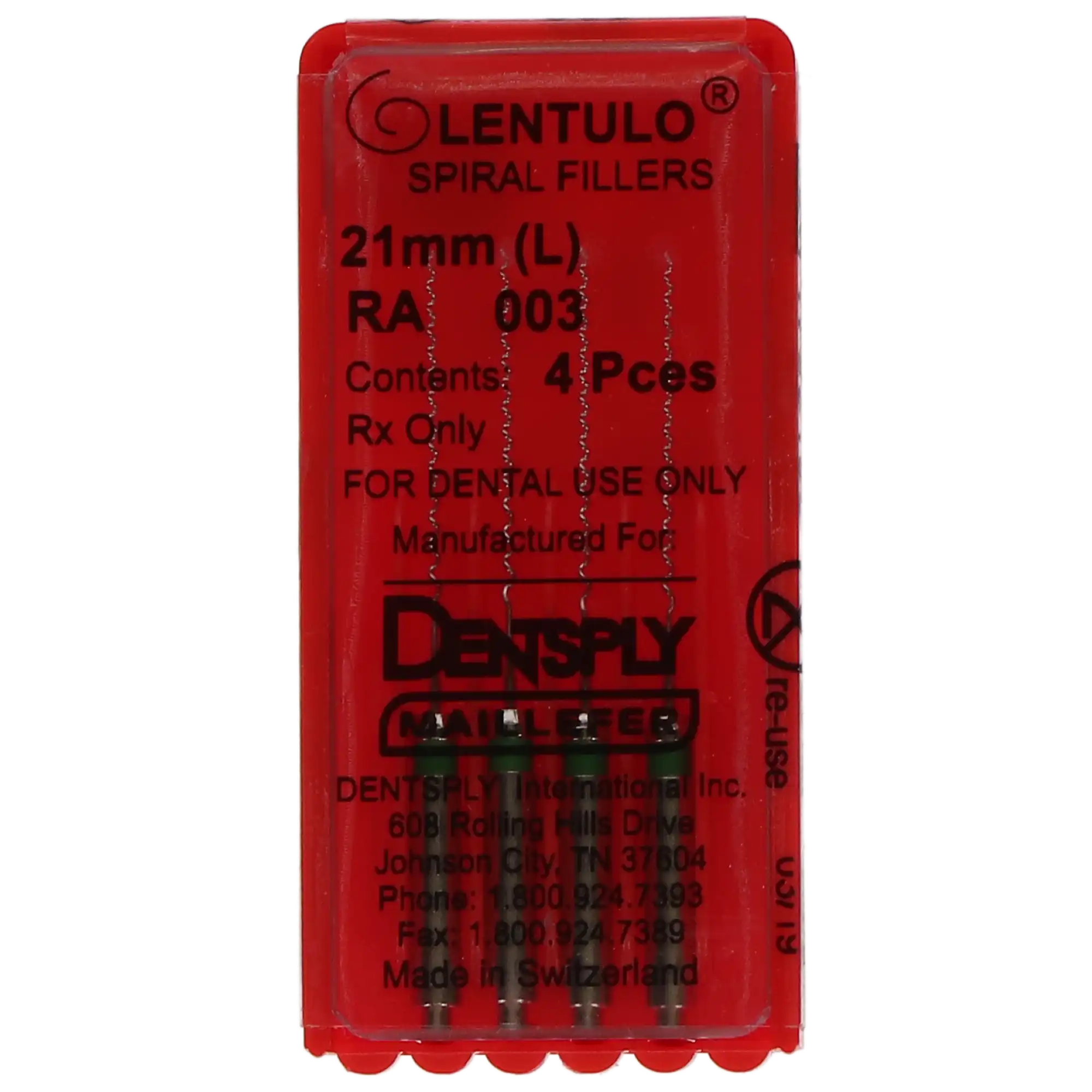Lentulo Spiral Fillers, Stainless Steel, RA, 21 mm, #3, Green, 4/Pk, 671562 thumbnail 7