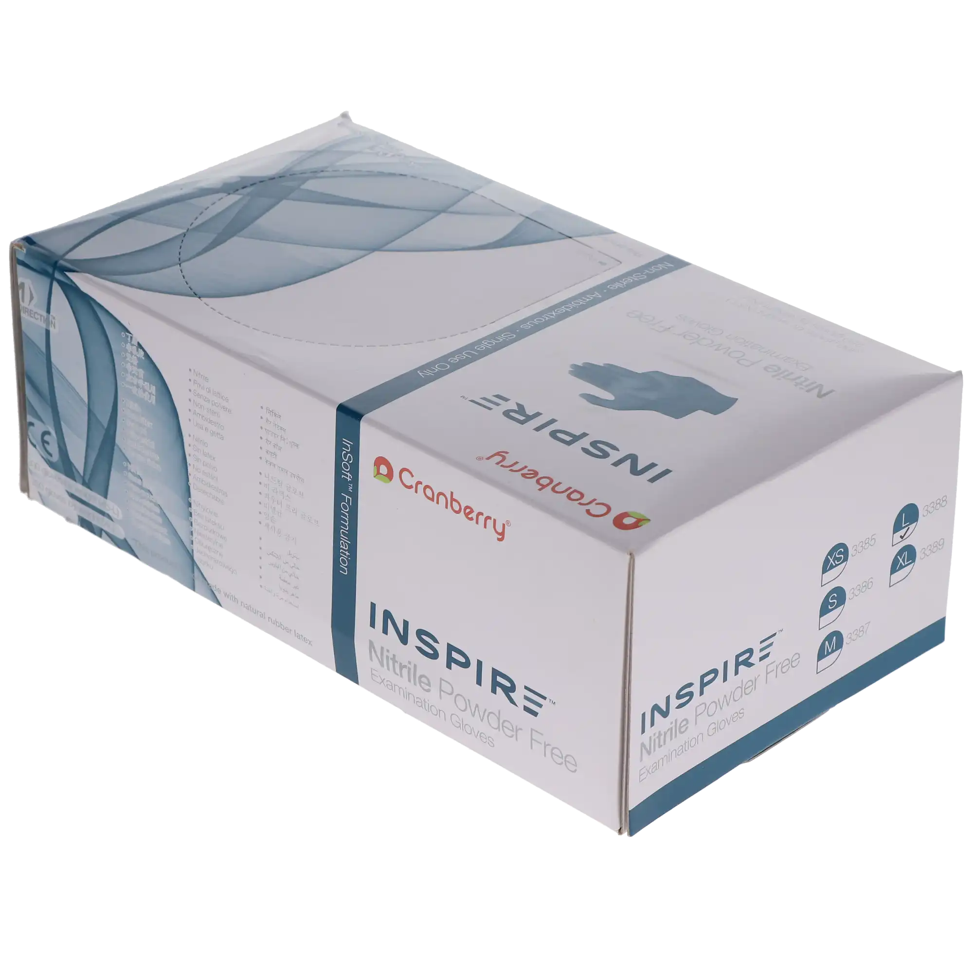 Cranberry Inspire Nitrile Exam Gloves, Powder-Free, Non-Sterile, Large, Aegean Blue, 300/Box, CR3388 thumbnail 3