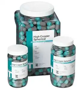 Zenith Type-T High Copper Spherical Amalgam Alloy Capsules, Fast Set, Double Spill, 600 mg, Aqua/Gray, 50/Jar, 61040 thumbnail 2