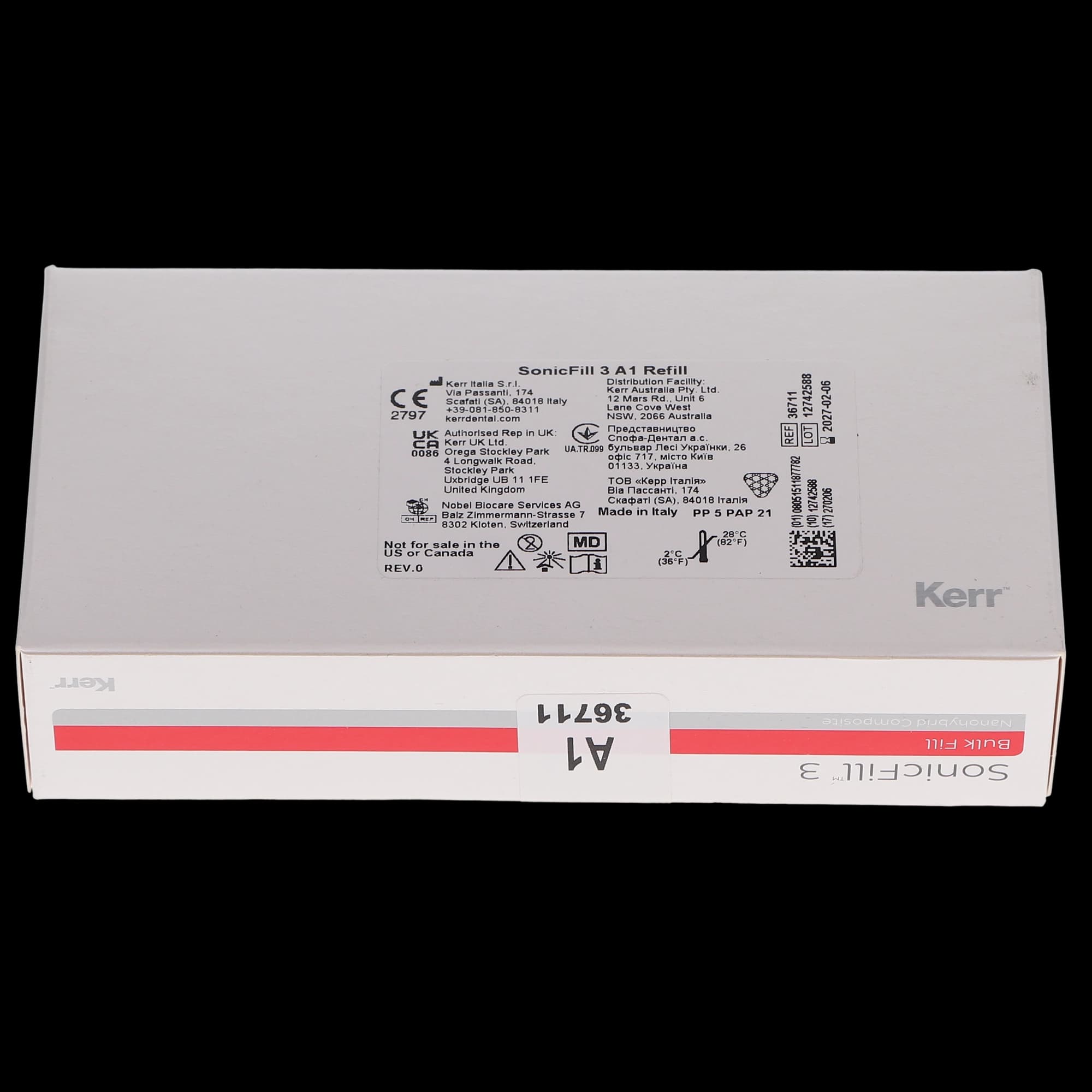 Kerr SonicFill 3 SingleFill Bulk Fill Composite Unidose Refill, Shade A1, 0.25 g Tips, 20/Pack, 36711 thumbnail 11