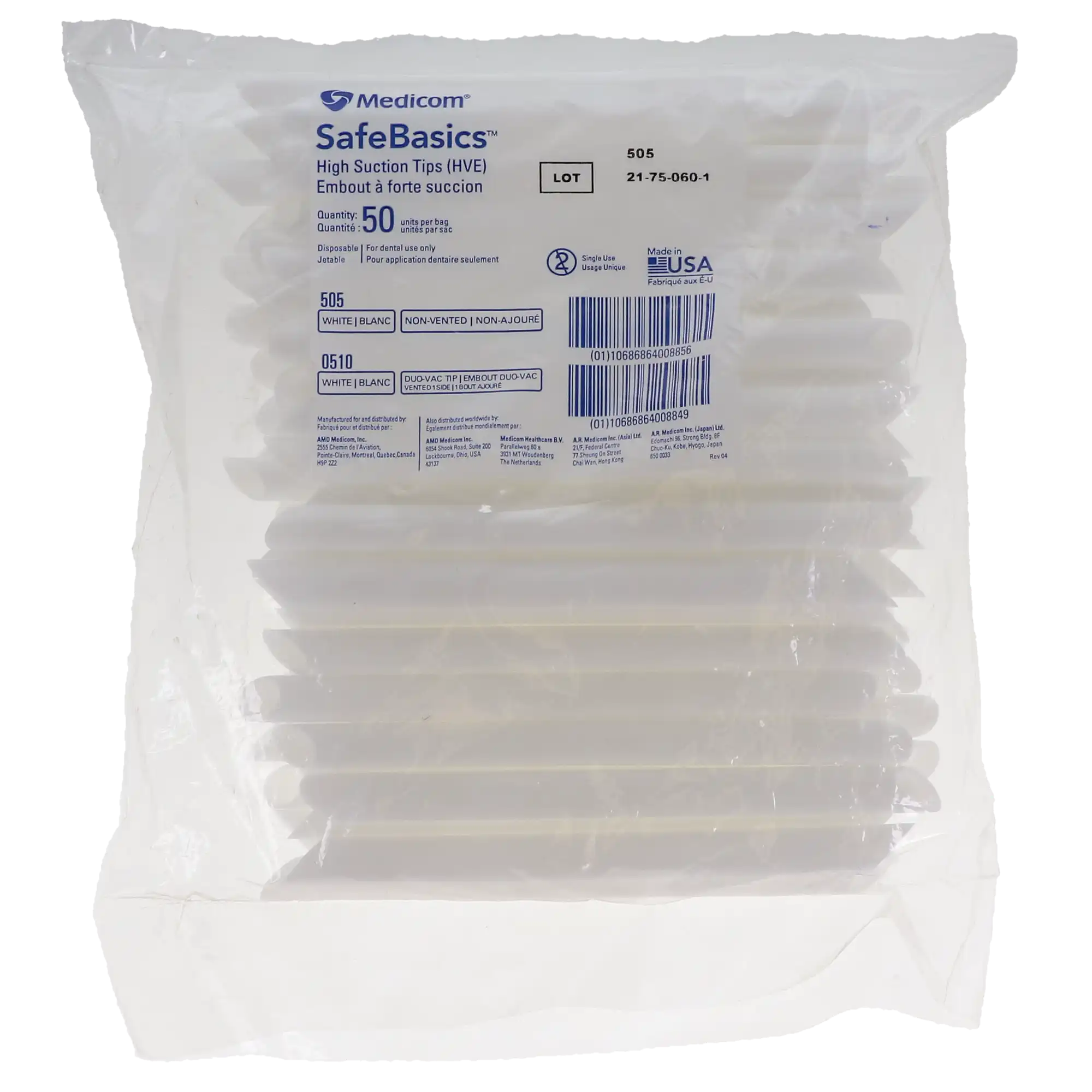 SafeBasics Non-Vented HVE Evacuation Tips, 45° Angled, White, 50/Bag, 505 thumbnail 4