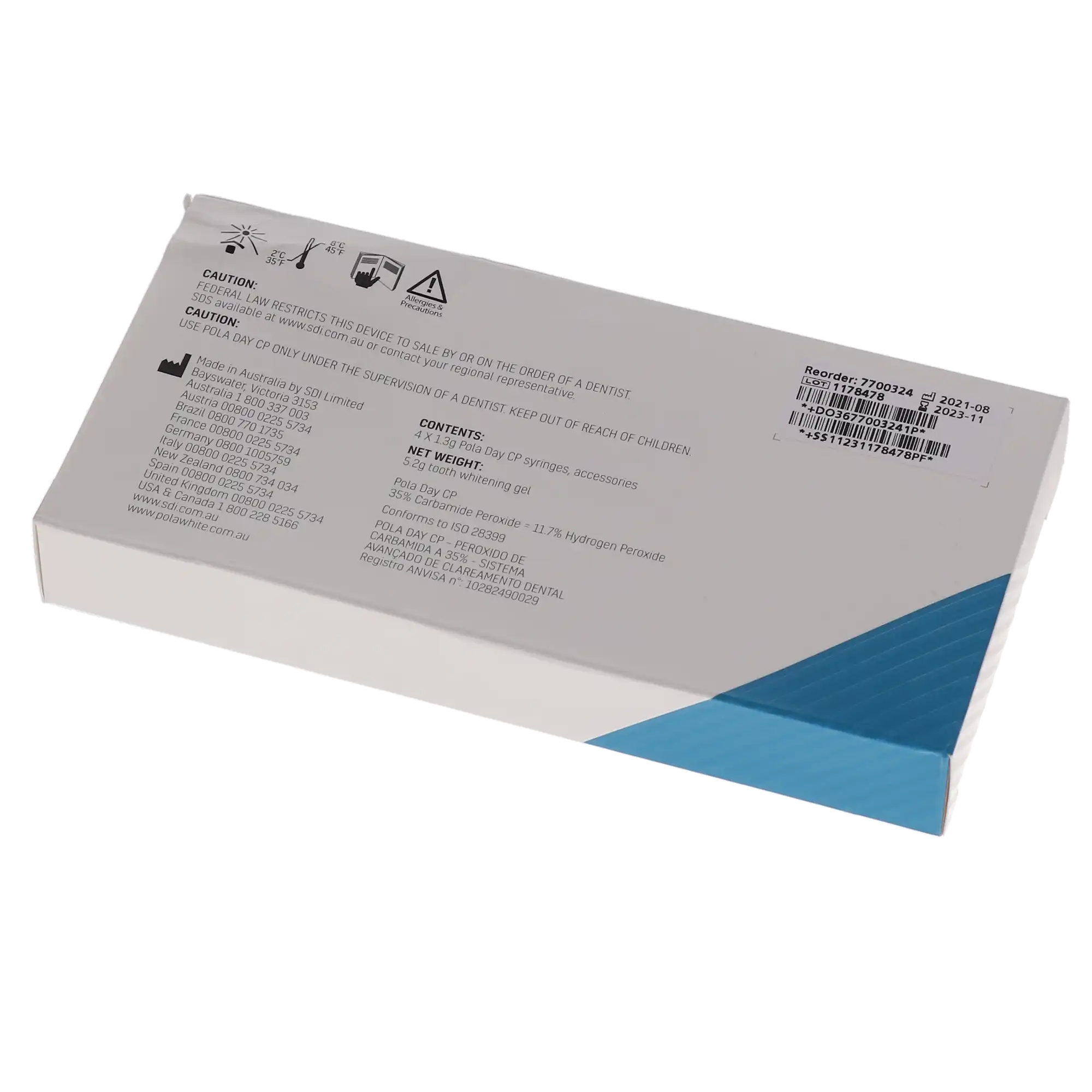Pola Day CP Take-Home Tooth Whitening System, 35% Carbamide Peroxide, Spearmint, 1.3 g Syringes, 4/Pk, 7700324 thumbnail 4