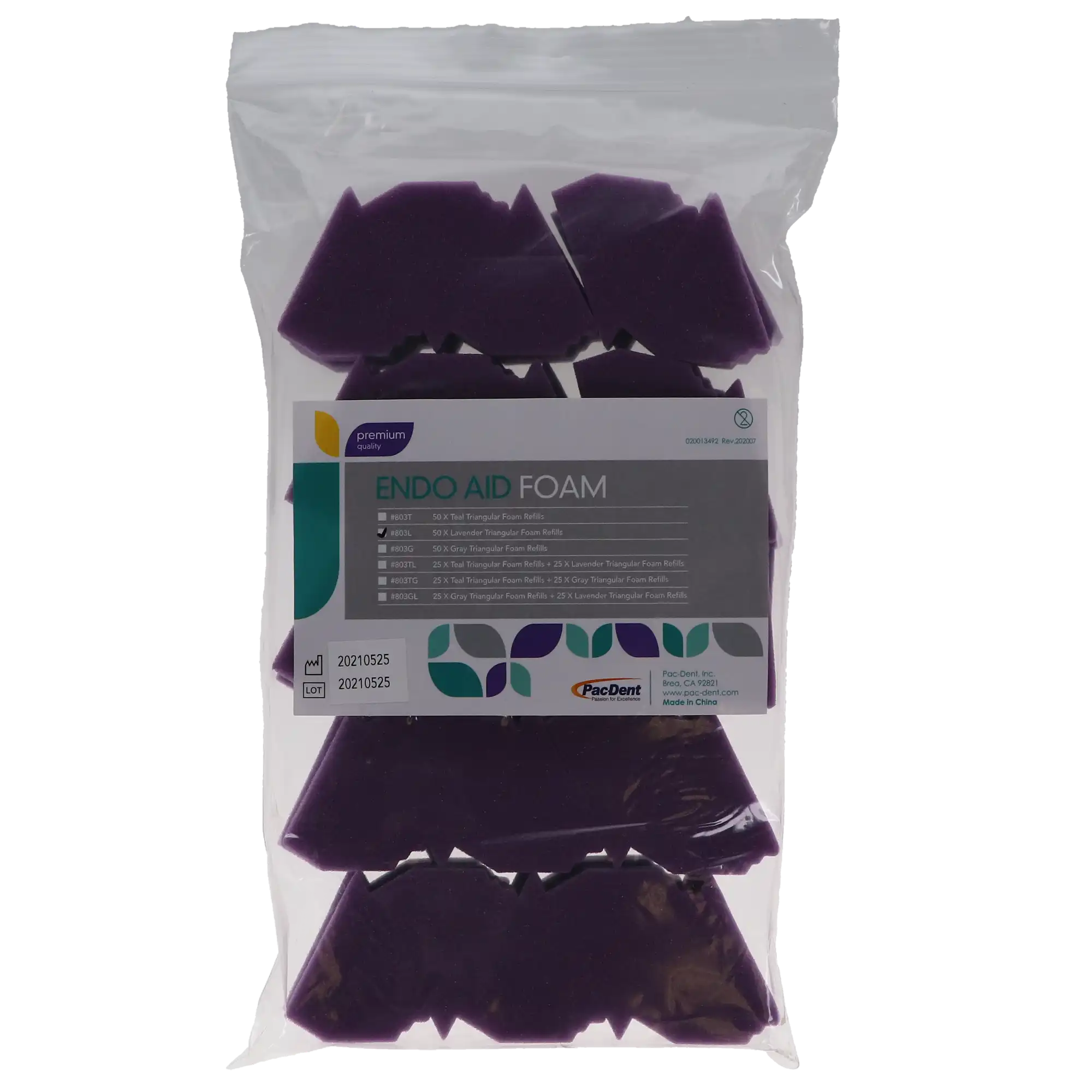 Pac-Dent Endo Aid Lavender Triangular Foam Refills, 50/Pk, 803L thumbnail 4
