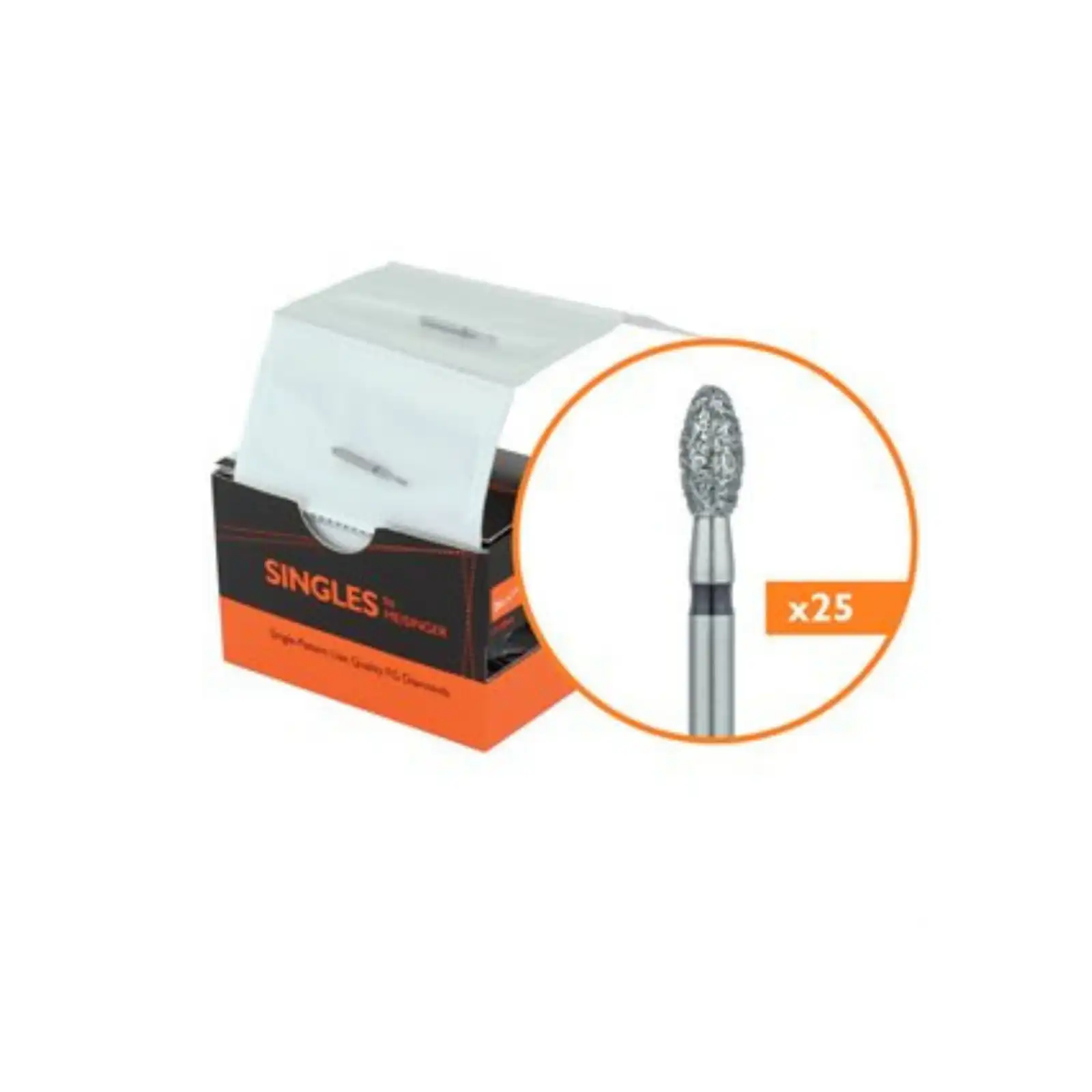 Meisinger Singles Disposable Diamond Bur, FG, Football/Egg, #1900C, 2.3mm, Super Coarse, Black, 25/Pk thumbnail 10
