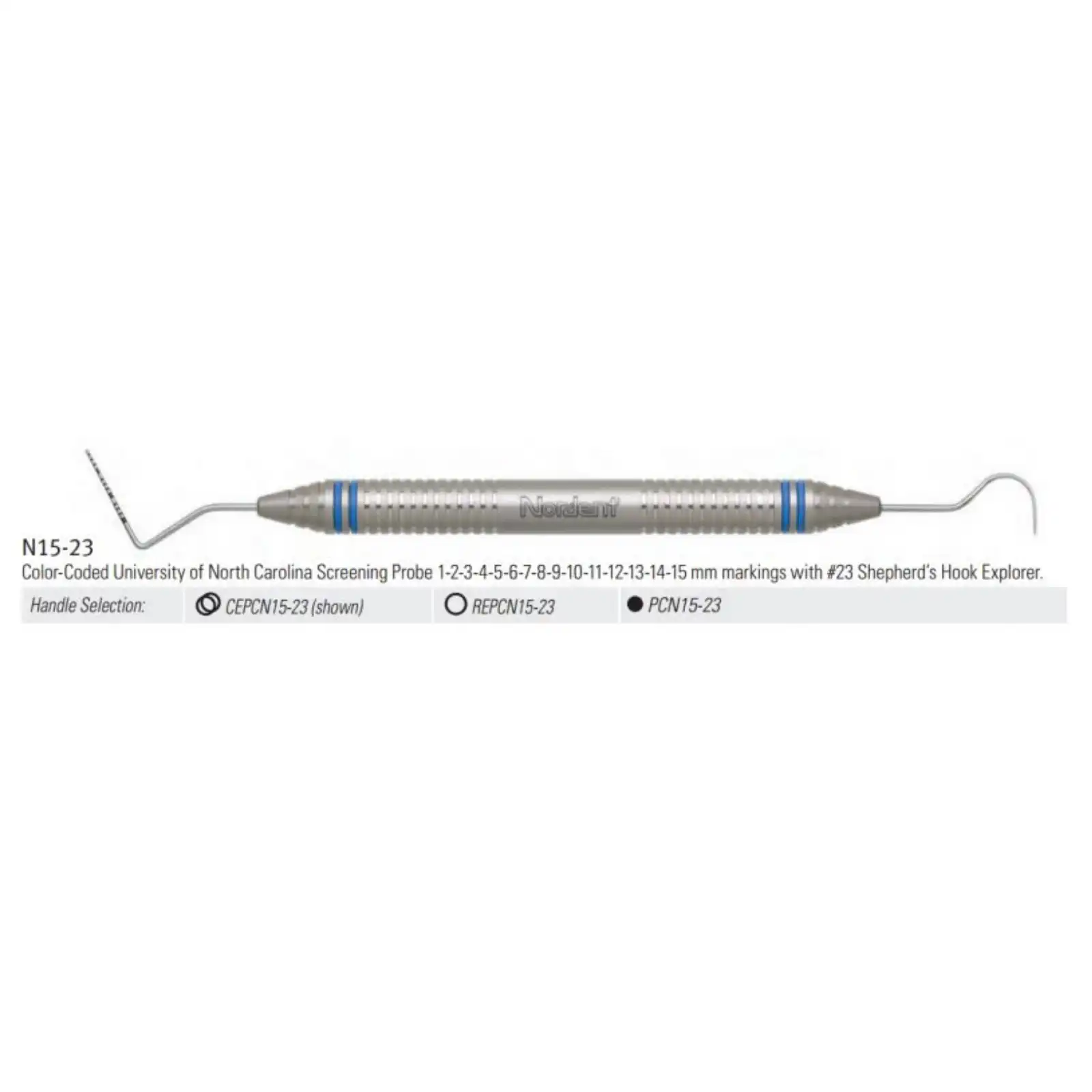 Nordent Expro #23/UNC #N15 Double-Ended Explorer-Probe, Color Coded, DuraLite ColorRings Handle thumbnail 8