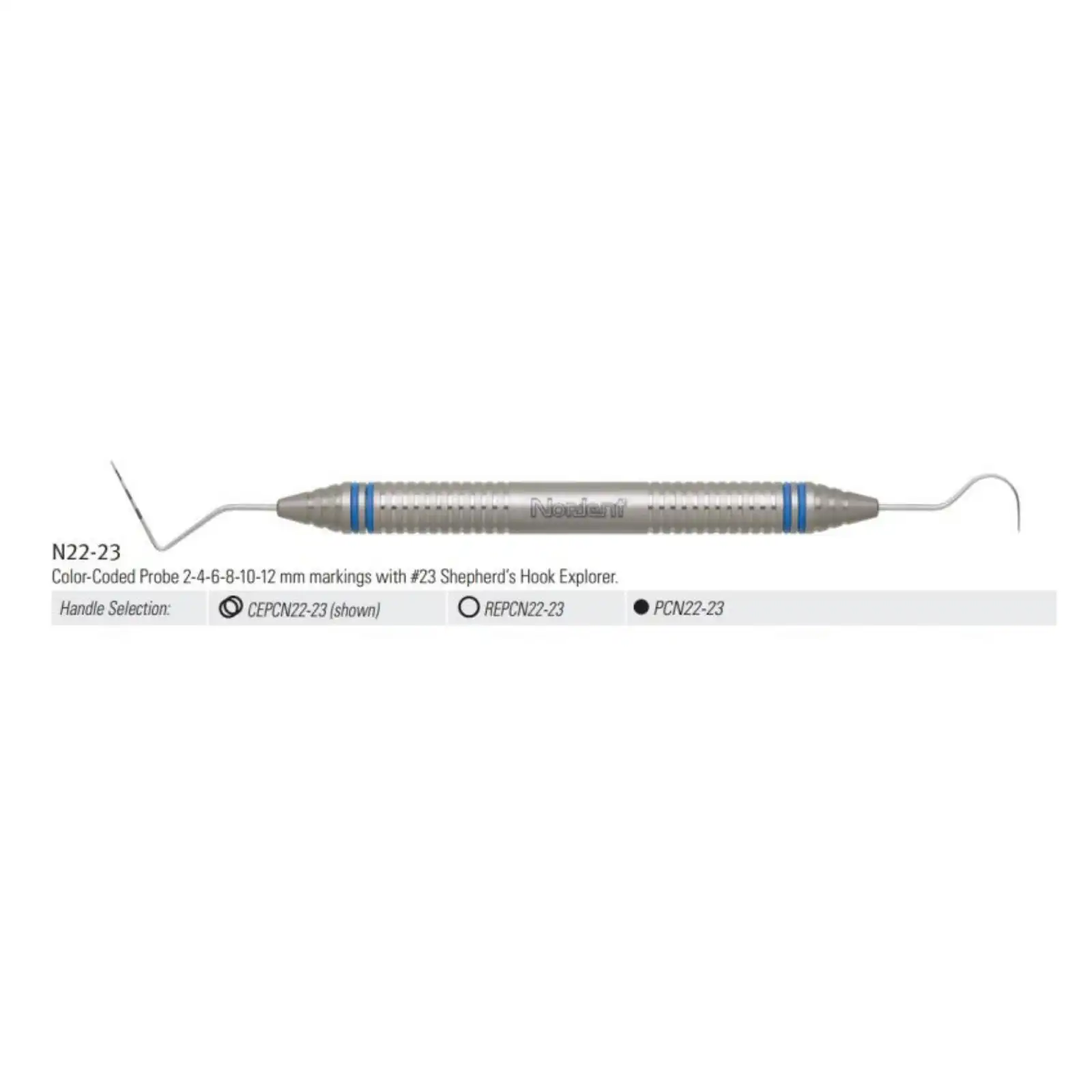 Nordent Expro Double-Ended Explorer #23 / Color-Coded Probe #N33, 3-6-9-12 mm, DuraLite ColorRings Handle, PCN33 thumbnail 8