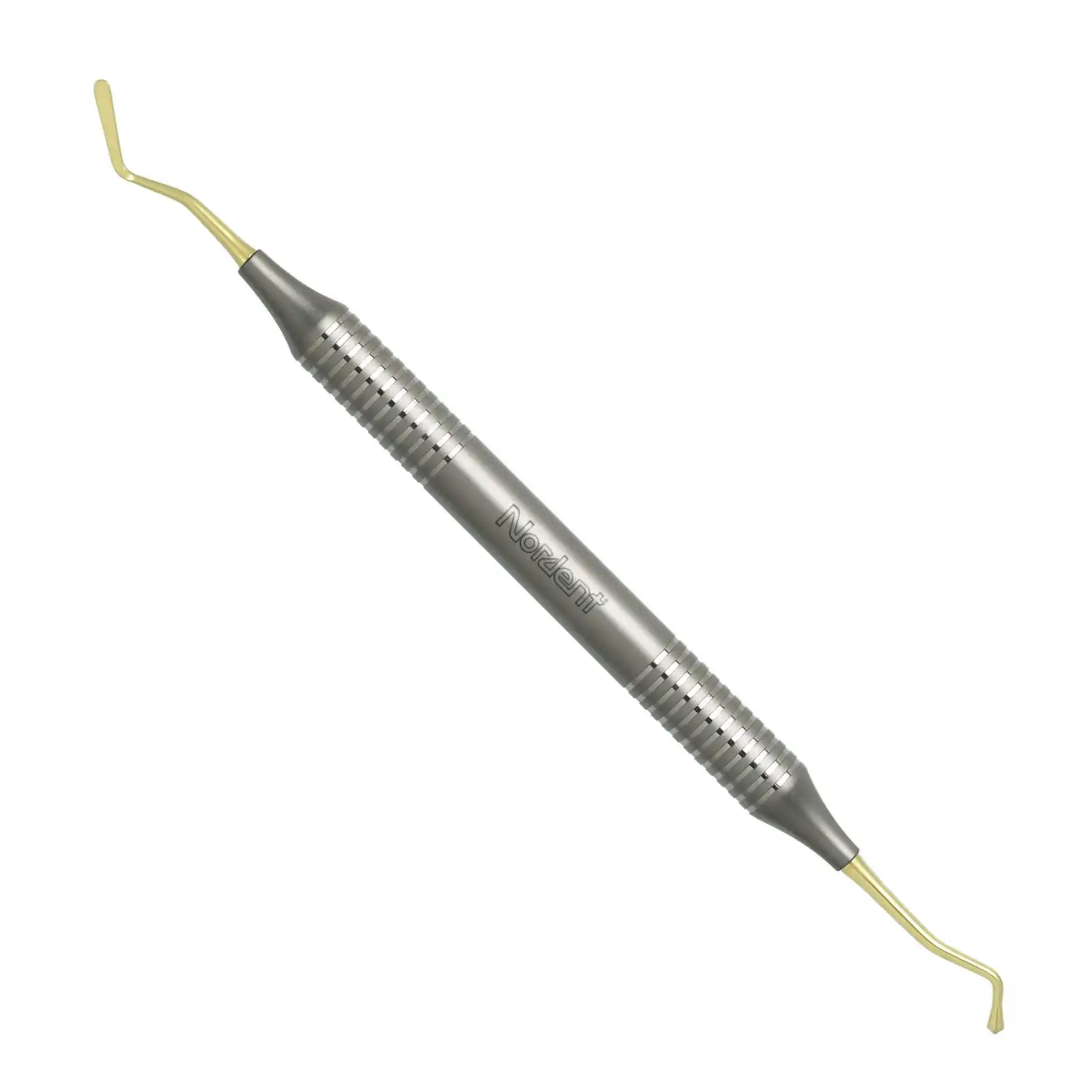 Nordent Composite Placement Instrument, Double-End, #23T Paddle/Acorn, Titanium Nitride Coated, DuraLite Round Handle, REPFI23T thumbnail 2