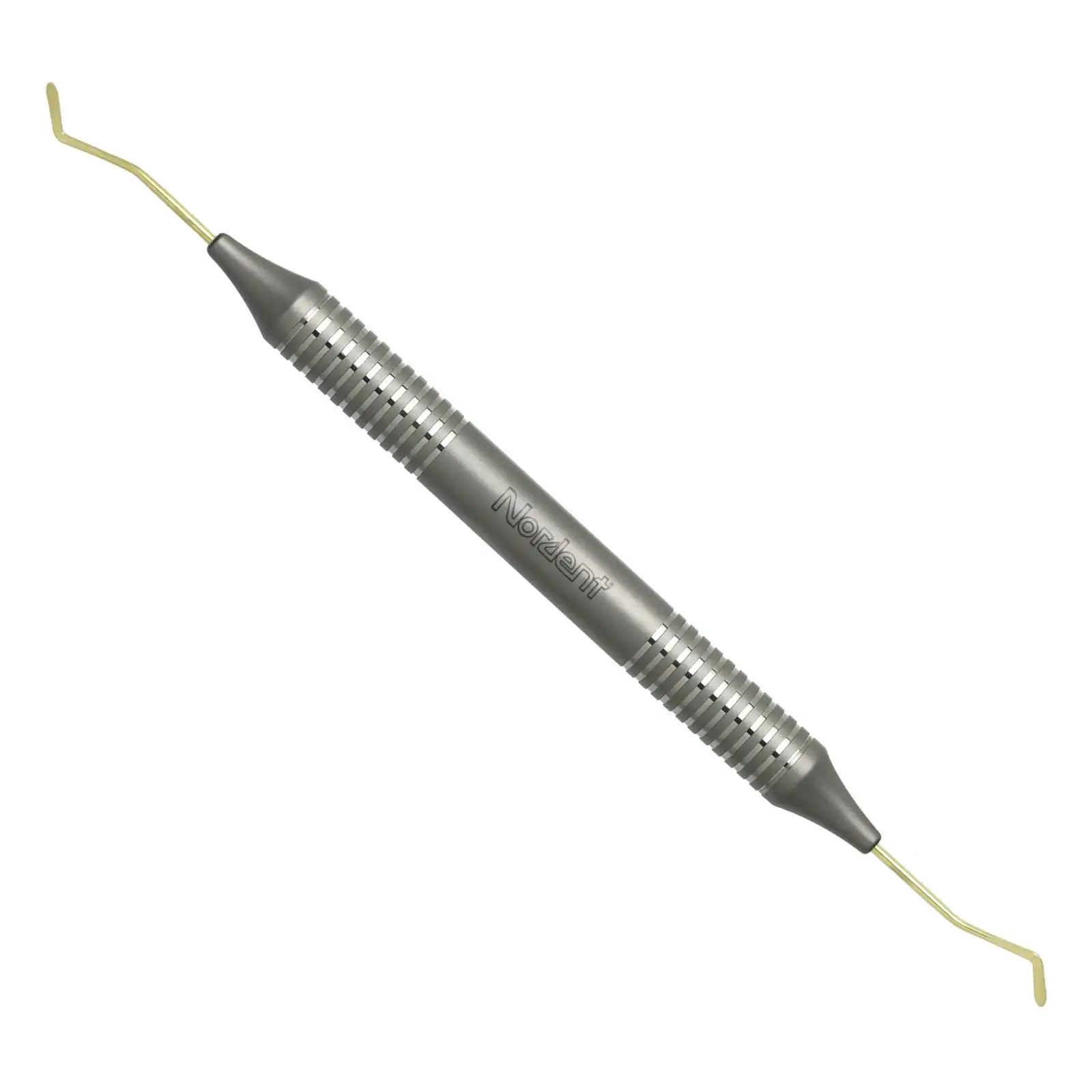 Nordent Composite Placement Instrument, Double-Ended, TiN Coated Micro-Curve Paddle #26T, DuraLite Round Handle, REPFI26T - Composite Placement DE TiN Coated Double Paddle #26 DuraLite ROUND - Image 1