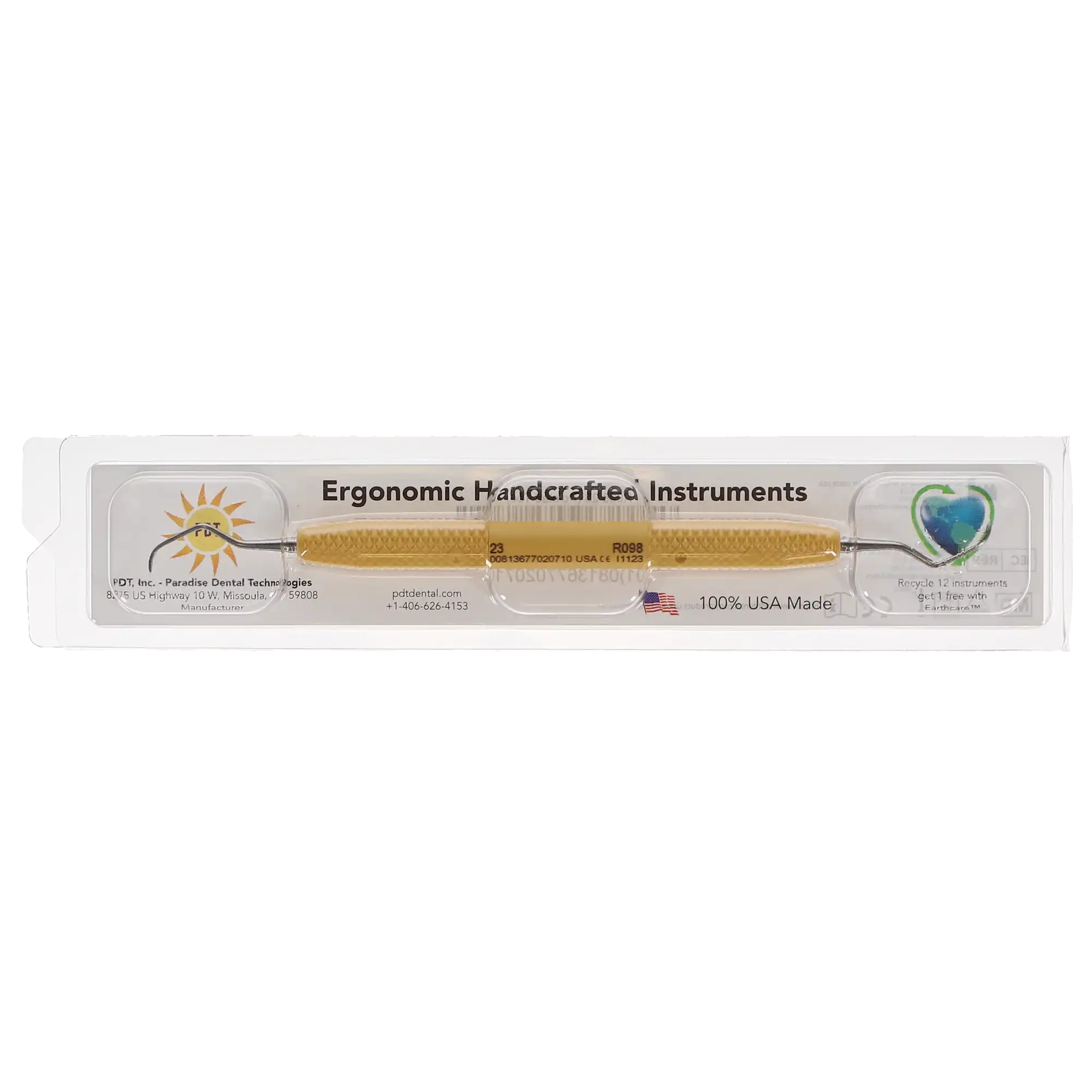 PDT Cruise #23 (Pointed Toe) Universal Curette, Yellow Resin Handle, Double End, R098 thumbnail 5
