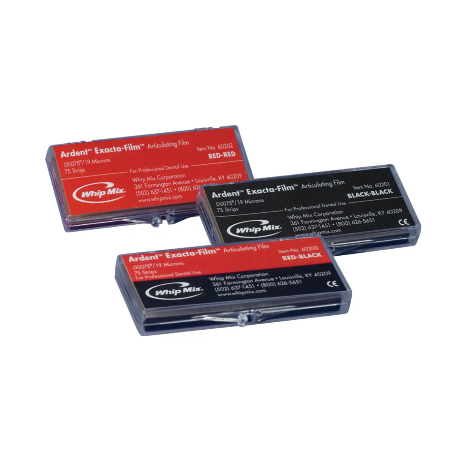 Ardent Exacta-Film Articulating Film, Black/Black, 19 Microns (0.00075"), Double-Sided, 75 Strips/Box, 60201 thumbnail 2