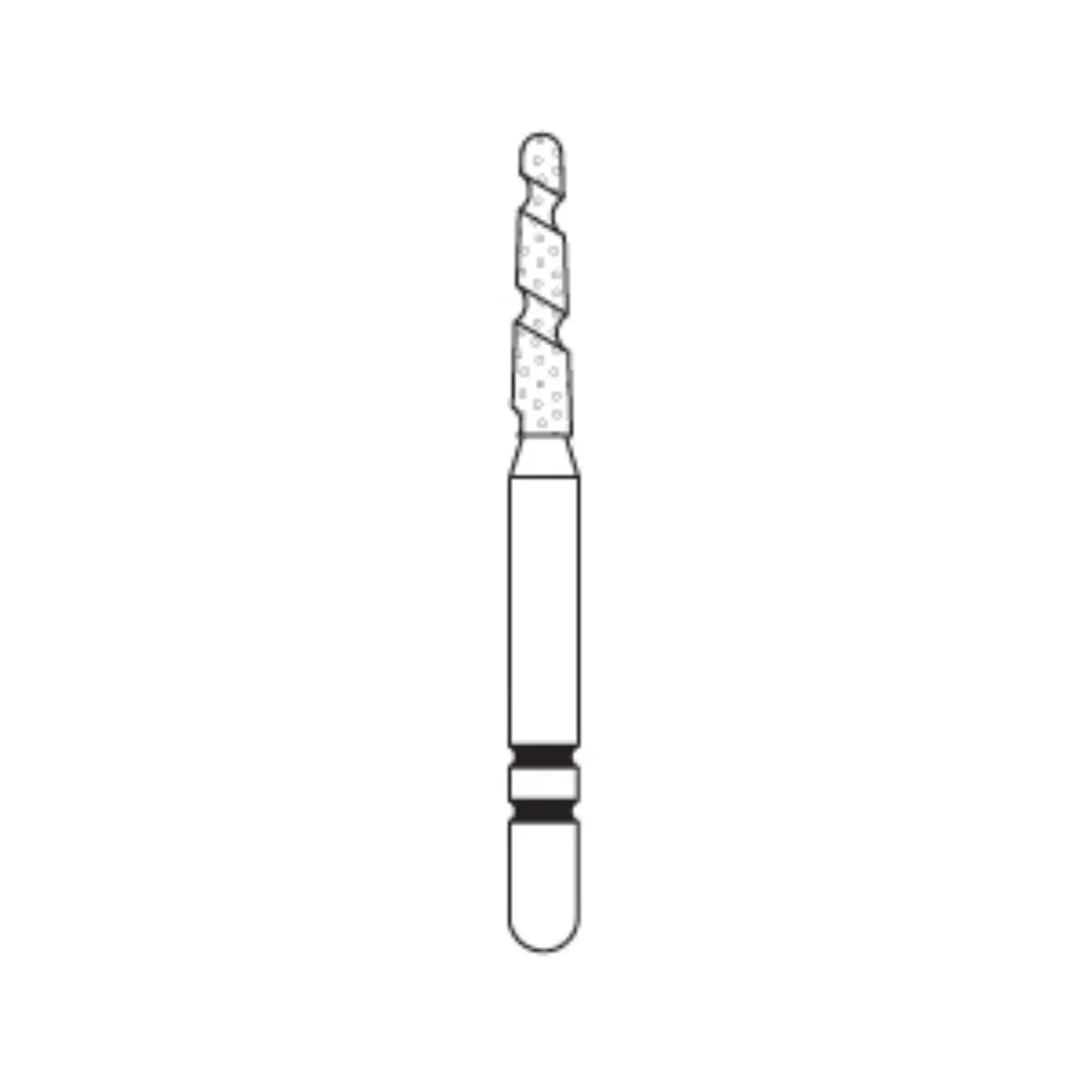 Two Striper TS2000 Spiral Cut Diamond Bur, FG, Round End Taper, #2003.7, Coarse, Green, 1.4 mm Major/0.9 mm Minor Diameter, 7 mm Length, 5/Pk, 2000037 thumbnail 2