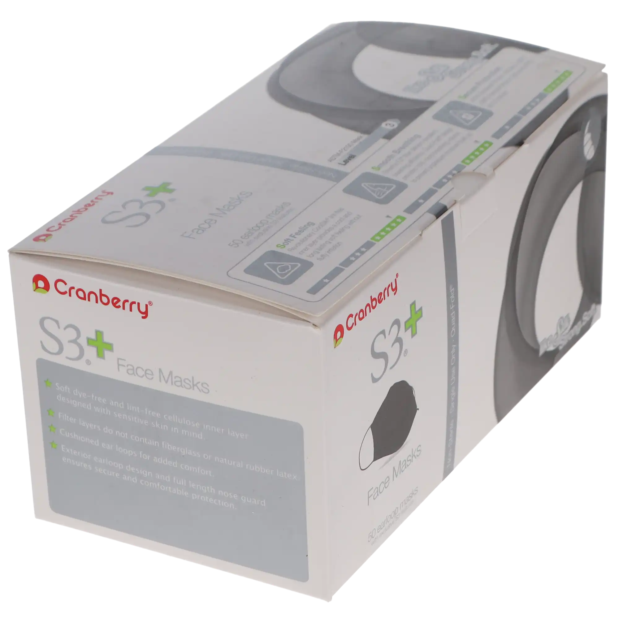 Cranberry S3+ Procedure Face Mask, ASTM Level 3, 3-Ply, Earloop, Black, 50/Box, S3160K thumbnail 13