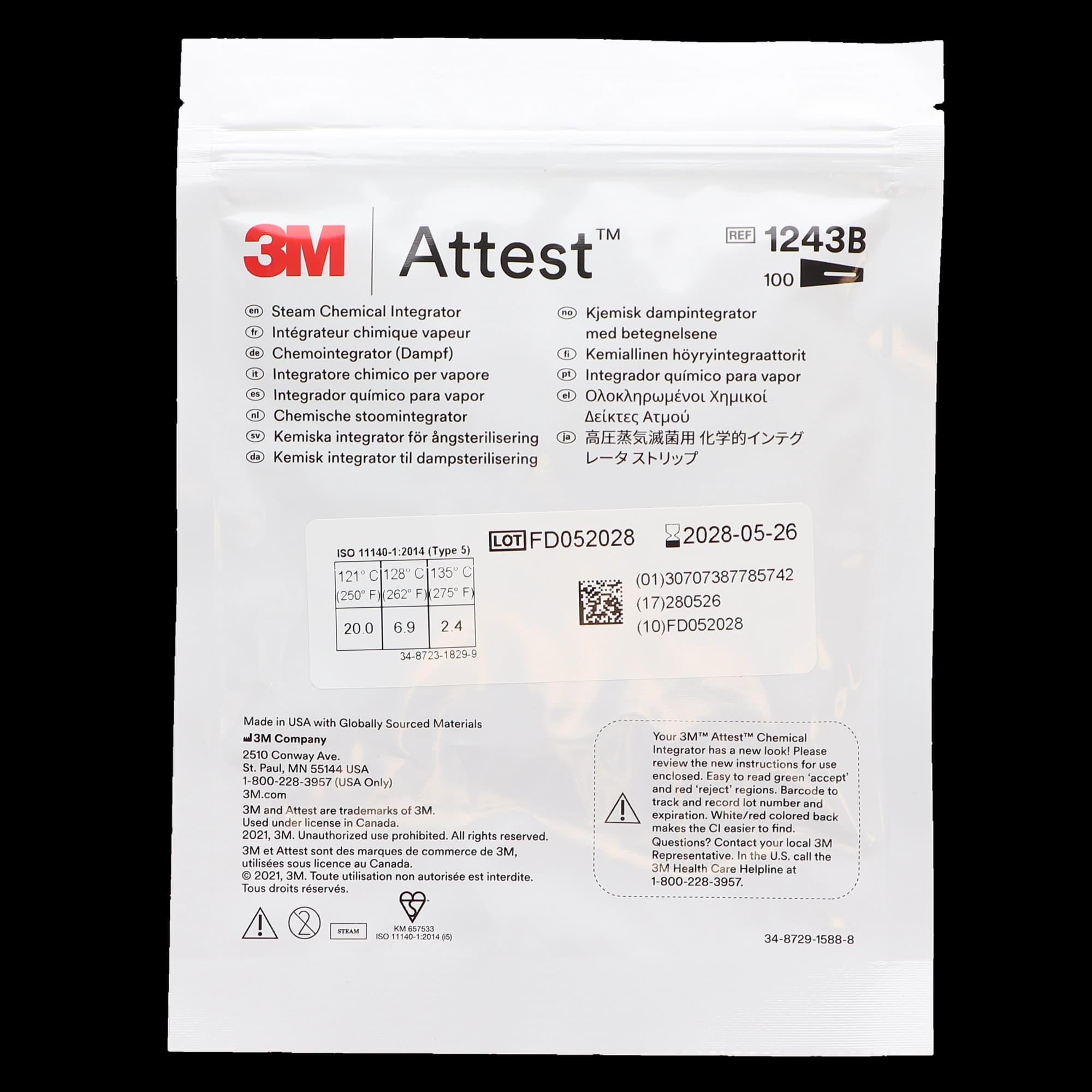 3M Comply SteriGage Steam Chemical Integrator, Class 5, 2" x 0.75", 100/Pk, 1243B thumbnail 6
