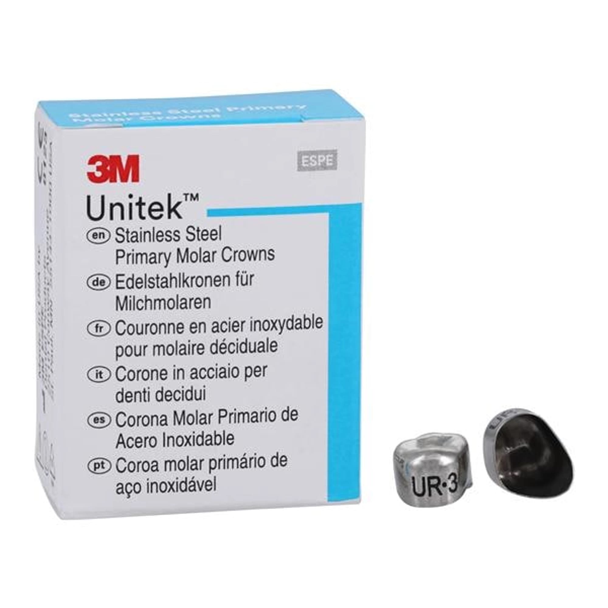 3M Unitek Stainless Steel Primary Molar Crown, Upper Right First Primary Molar, Size 3, 5/Box, 900123 thumbnail 7