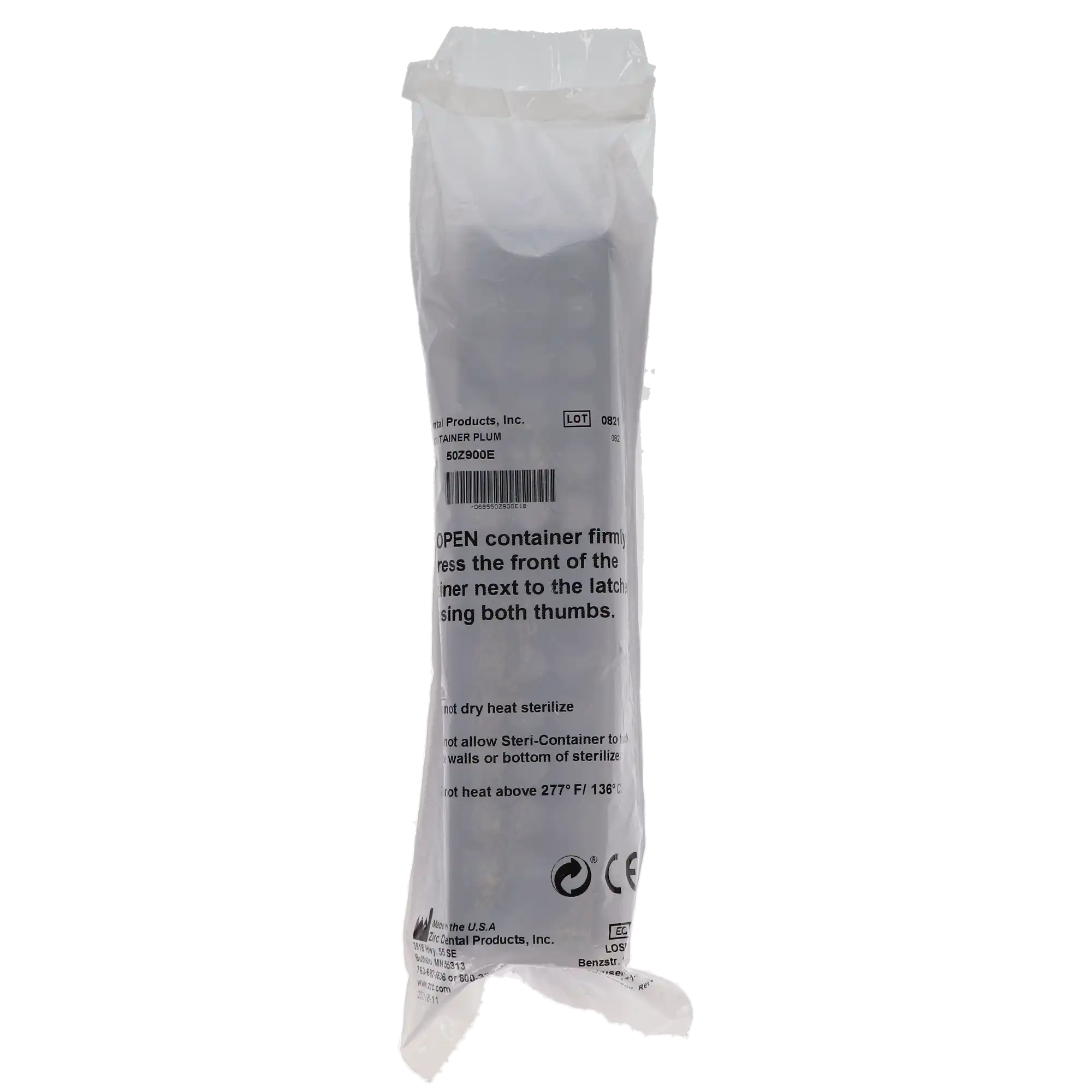 Zirc Steri-Container Standard, Plum, 8-1/8" x 1-7/8" x 1-7/8", Holds 10-14 Instruments, 50Z900E thumbnail 5