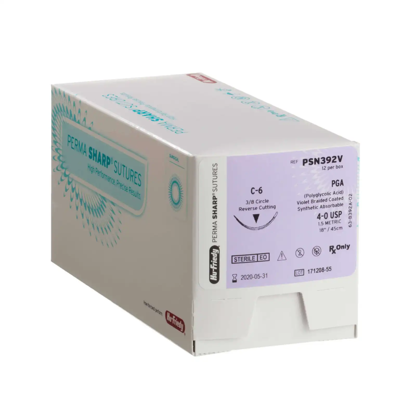 Perma Sharp® Absorbable PGA Undyed Braided Suture, 4-0, C-19 Needle, 1/2 Circle Reverse Cutting, 18", 12/Box, PSN724V thumbnail 2
