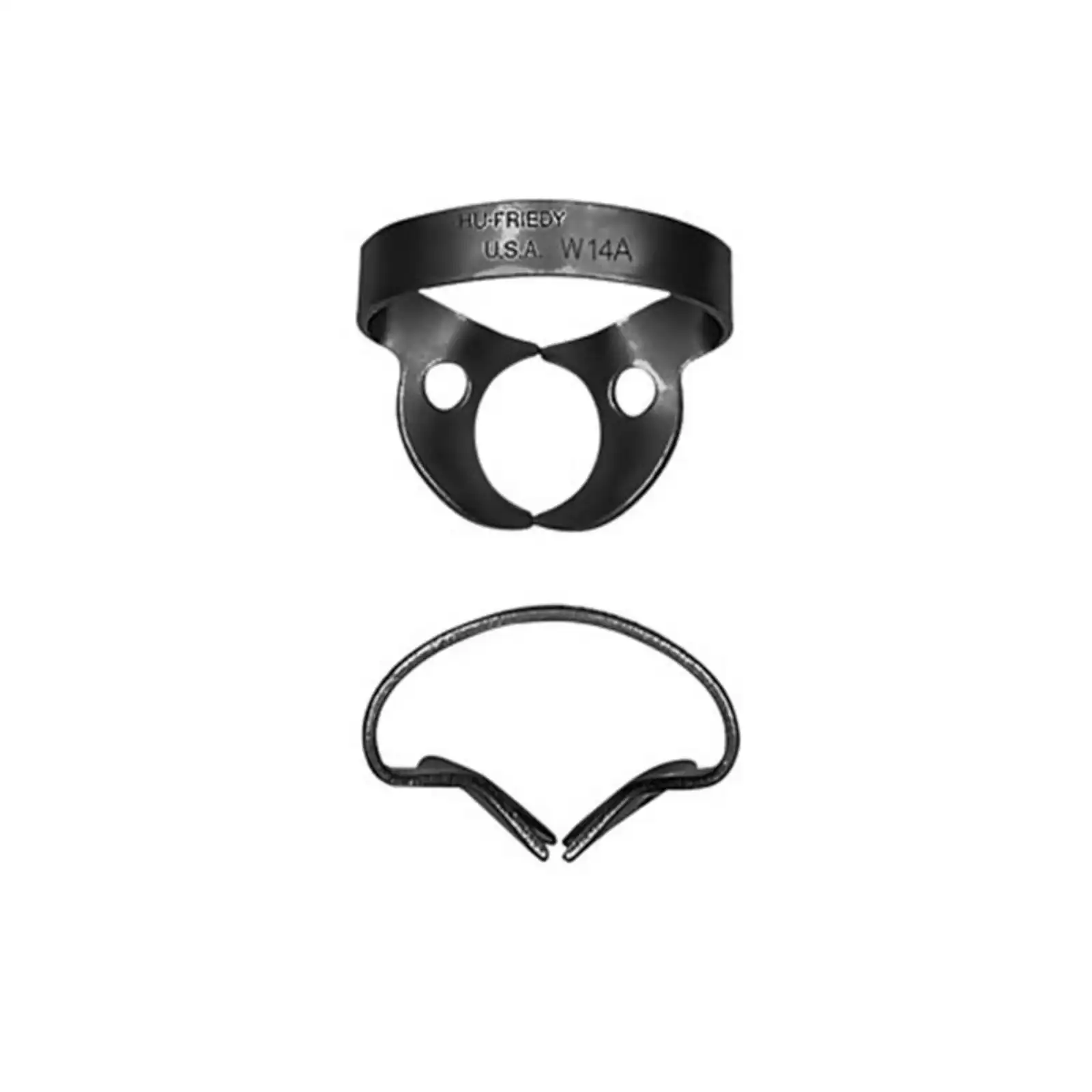 Hu-Friedy Satin Steel Rubber Dam Clamp, Wingless, #W14A, for Partially Erupted/Irregularly Shaped Molars, 1 Each, RDCMW14A thumbnail 2
