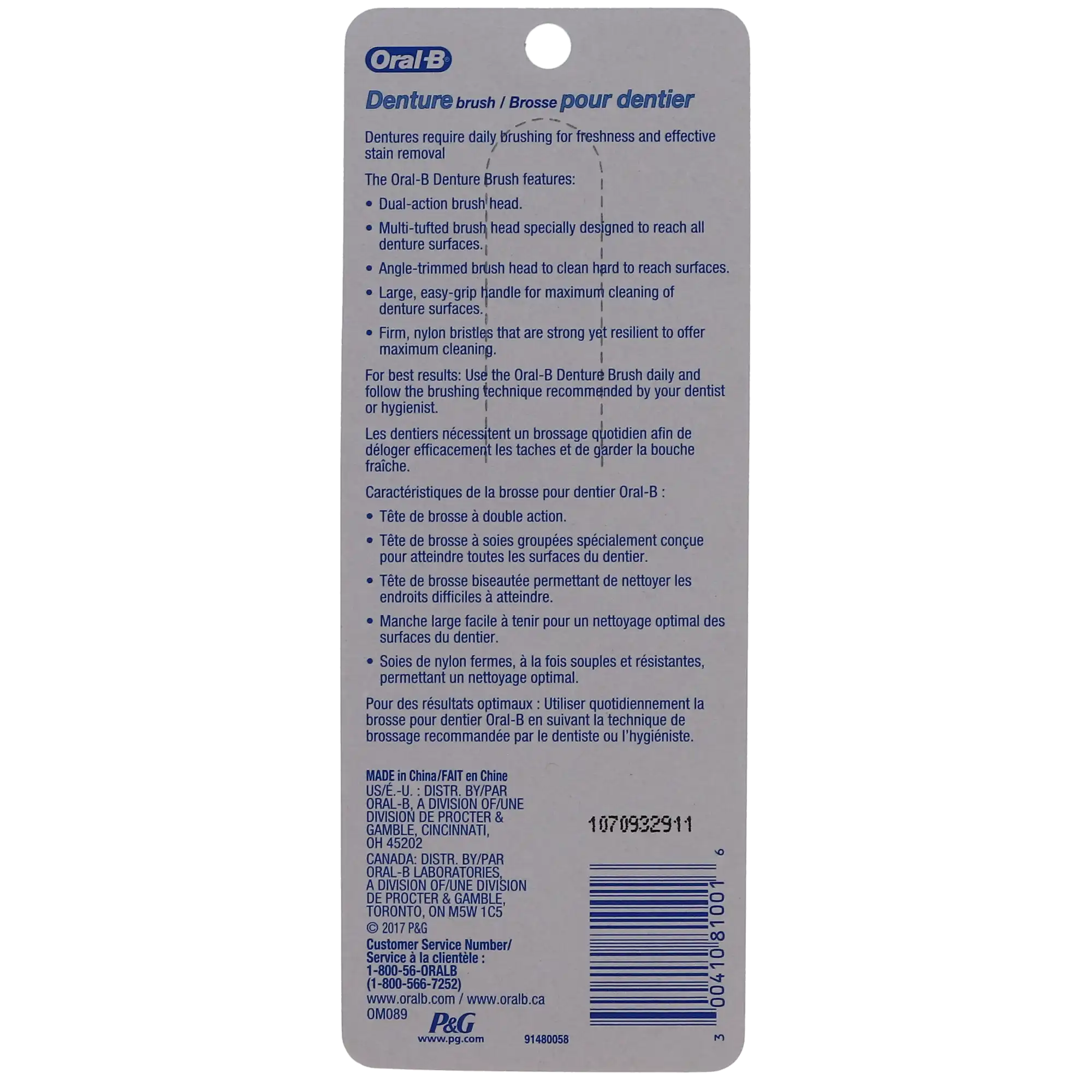 Oral-B Denture Brush, Dual Head, 35 Tuft, Blue Handle, 6/Box, 80310196 thumbnail 11