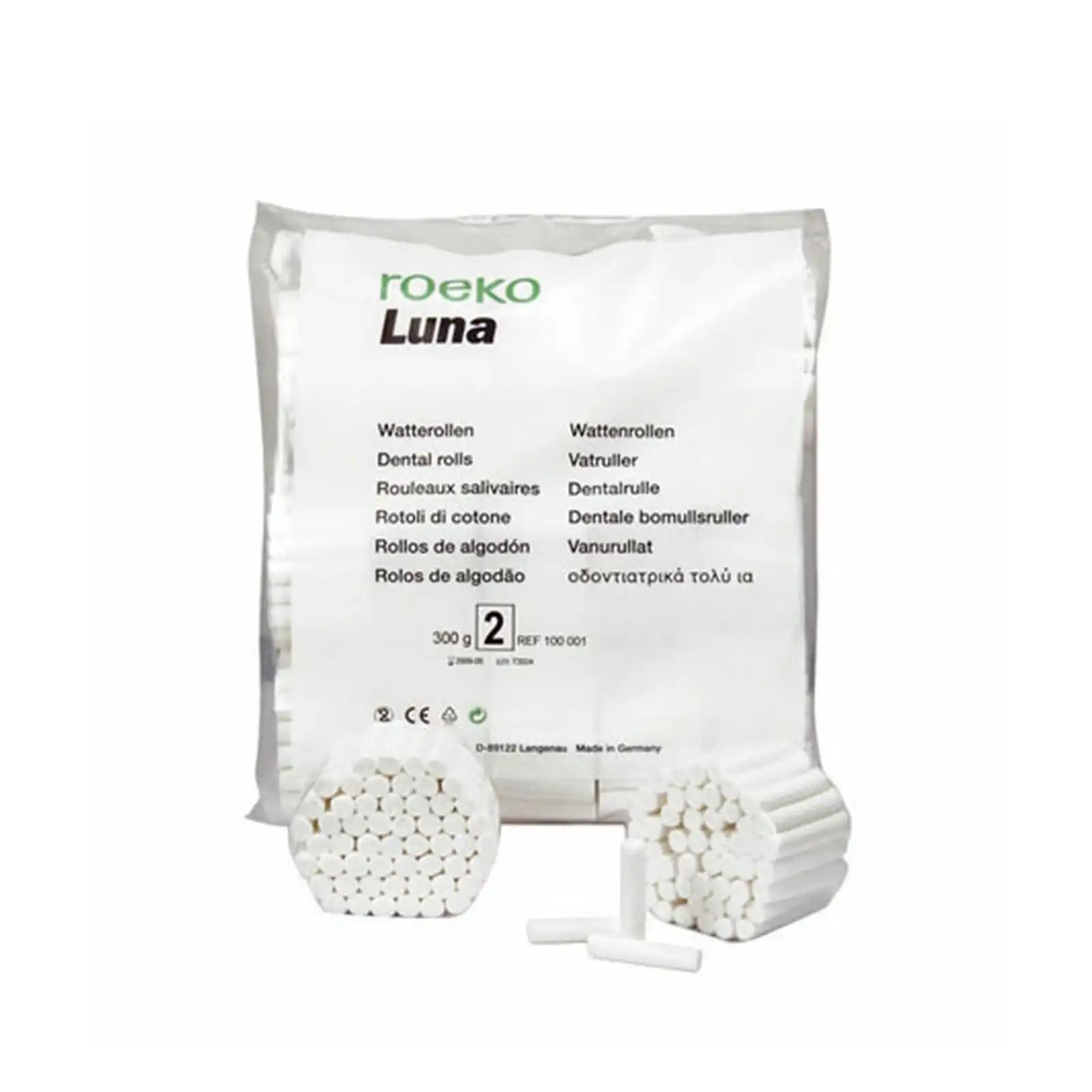 ROEKO Luna Cotton Rolls #2, 1.5" x 3/8", Non-Sterile, Unstarched, 1000/Box, 104002 thumbnail 3