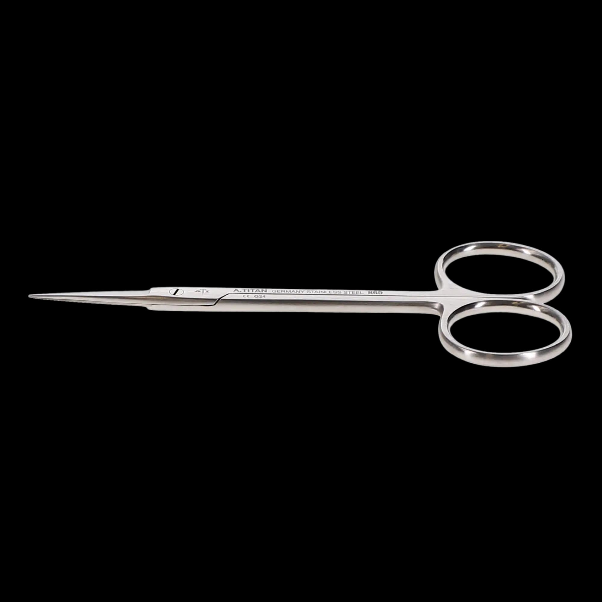 A. Titan Instruments Straight Iris Scissors, 4.5", Serrated, Stainless Steel, 1 Each, Model 869 thumbnail 2
