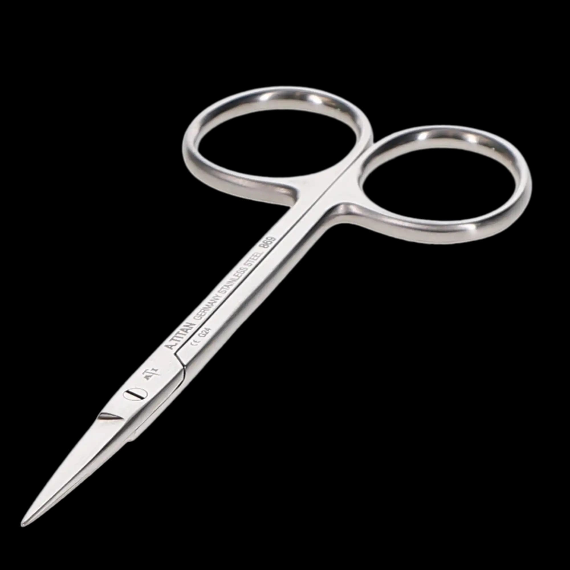 A. Titan Instruments Straight Iris Scissors, 4.5", Serrated, Stainless Steel, 1 Each, Model 869 thumbnail 3