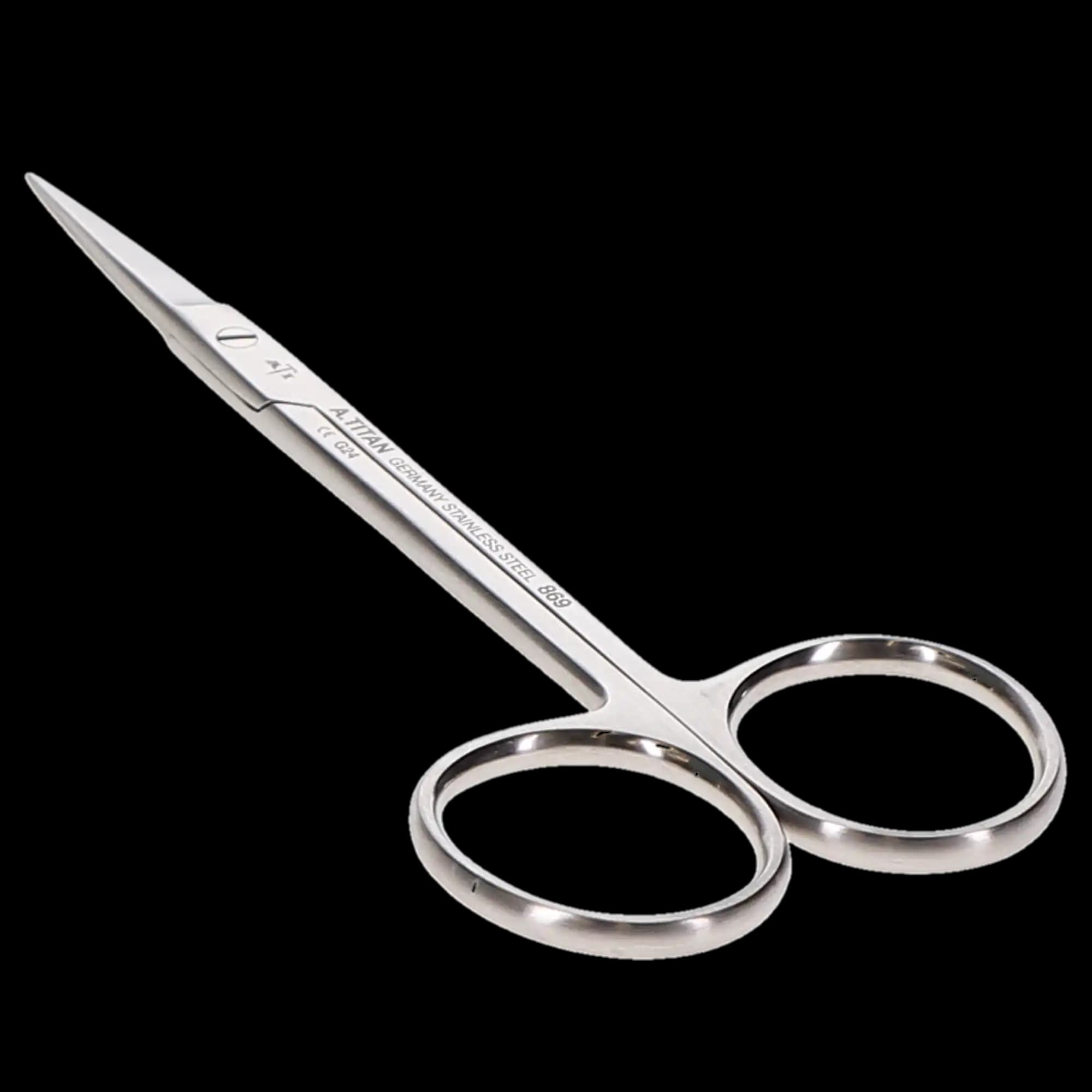 A. Titan Instruments Straight Iris Scissors, 4.5", Serrated, Stainless Steel, 1 Each, Model 869 thumbnail 4