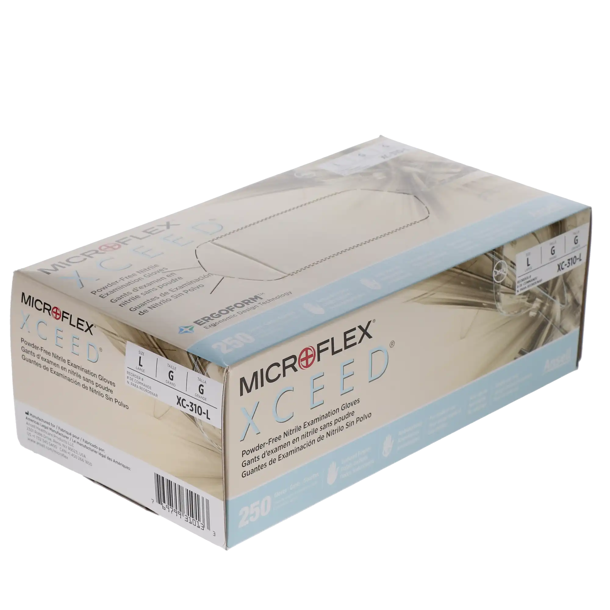 XCEED Nitrile Examination Gloves, Powder-Free, Latex-Free, Blue, Large, 250/Box, XC-310-L thumbnail 7