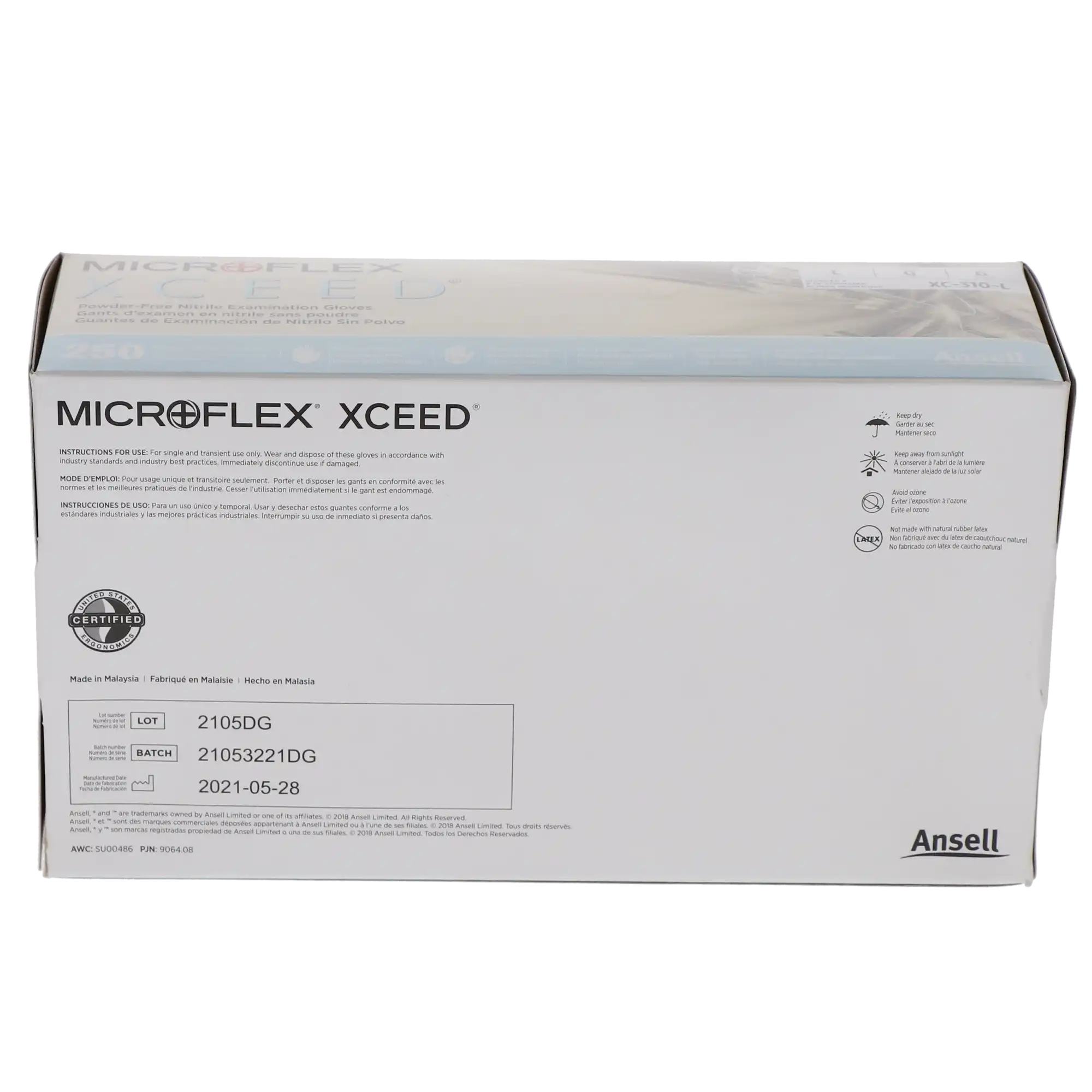 XCEED Nitrile Examination Gloves, Powder-Free, Latex-Free, Blue, Large, 250/Box, XC-310-L thumbnail 8