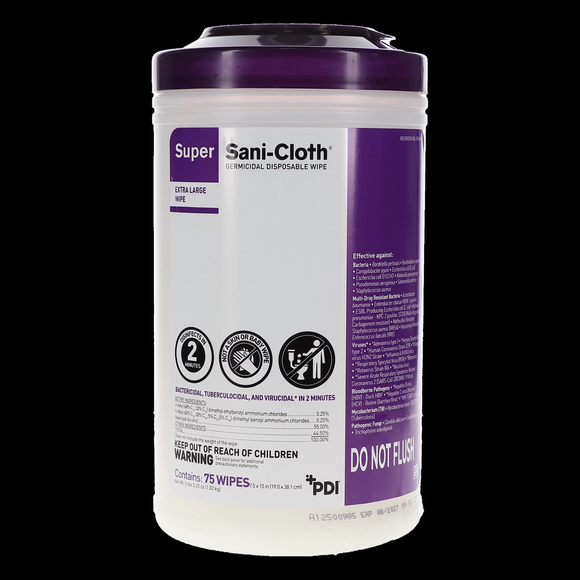 PDI Super Sani-Cloth Germicidal Disposable Wipes, X-Large, 7.5" x 15", 75/Can, P86984 thumbnail 7