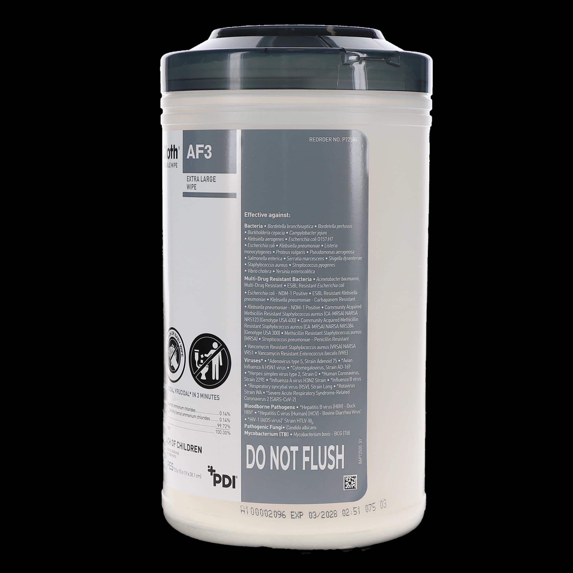 Sani-Cloth AF3 Germicidal Disposable Wipes, X-Large, 7.5" x 15", Alcohol-Free, 75/Can, P72584 thumbnail 7
