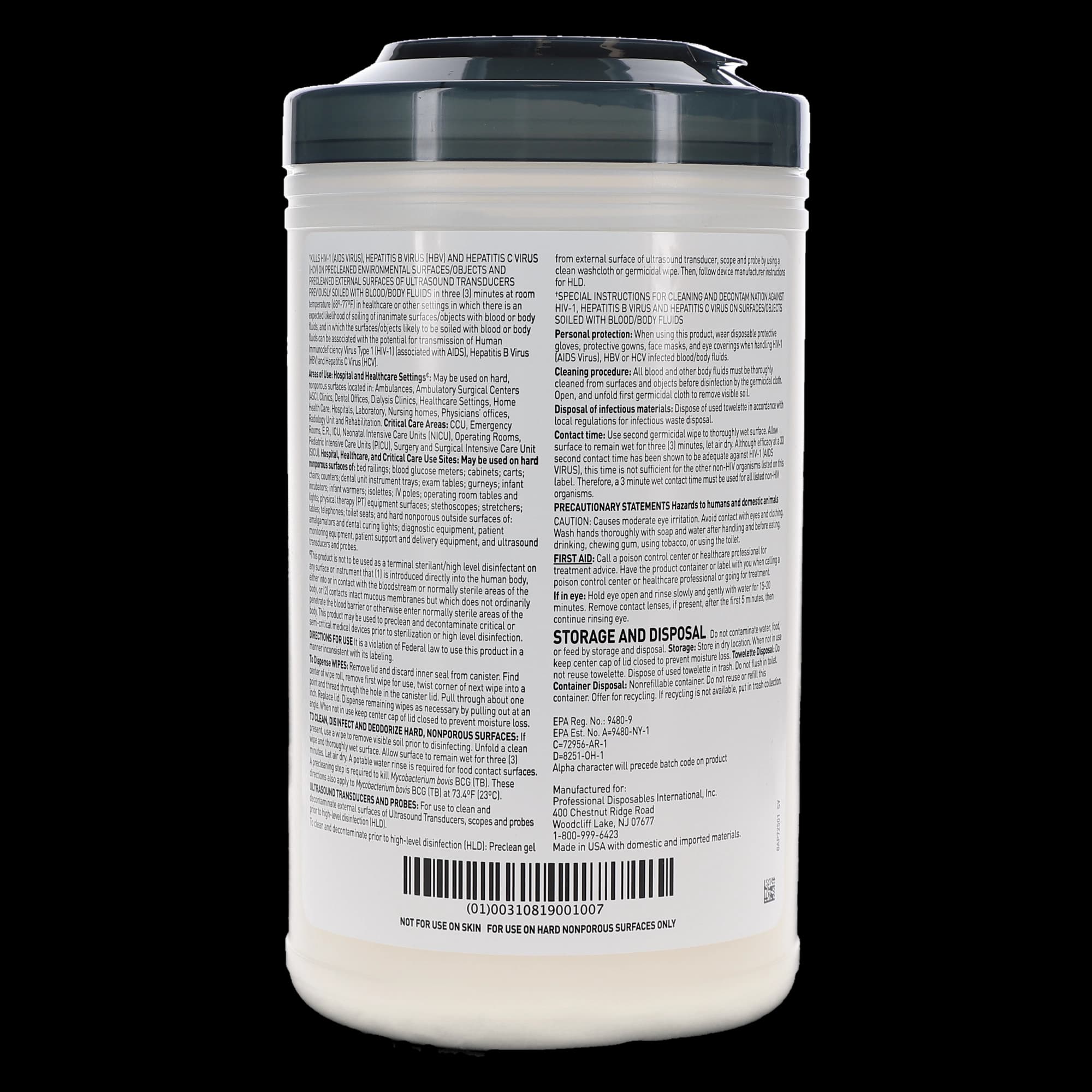 Sani-Cloth AF3 Germicidal Disposable Wipes, X-Large, 7.5" x 15", Alcohol-Free, 75/Can, P72584 thumbnail 8