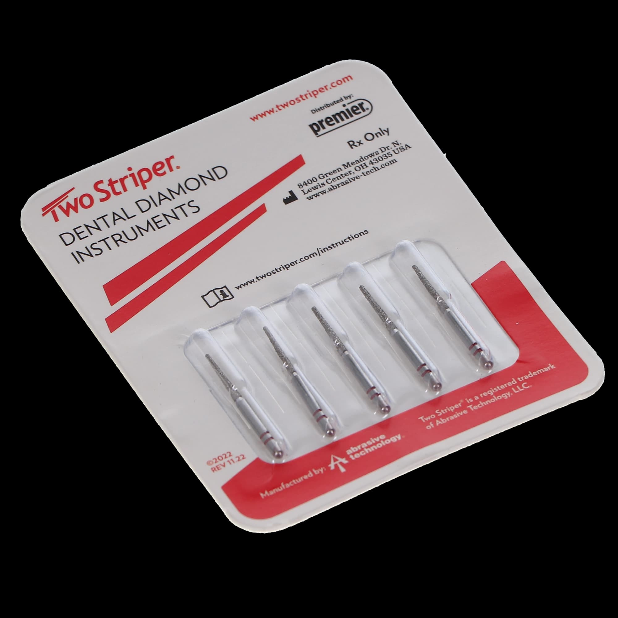 Two Striper Diamond Bur, FG, Round-End Taper, 781.10F, 1.3 mm Major/0.8 mm Minor Diameter, 10 mm Head Length, Fine, Red, 5/Pk, 2015496 thumbnail 5