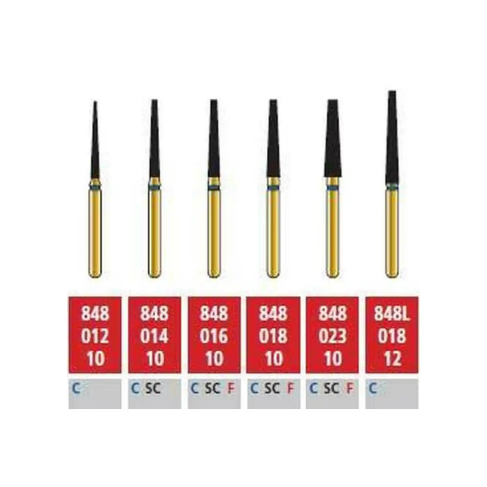 Alpen Multilayer Diamond Bur, FG, Flat End Taper, #848, 1.4 mm, Super Coarse, Black, 5/Pk, R848SC014FG - Alpen Multilayer Diamond Burs, FG, Flat End Taper, # 848, 1.4 mm, Super Coarse, Black, 5/Pk, R848SC014FG - Image 1
