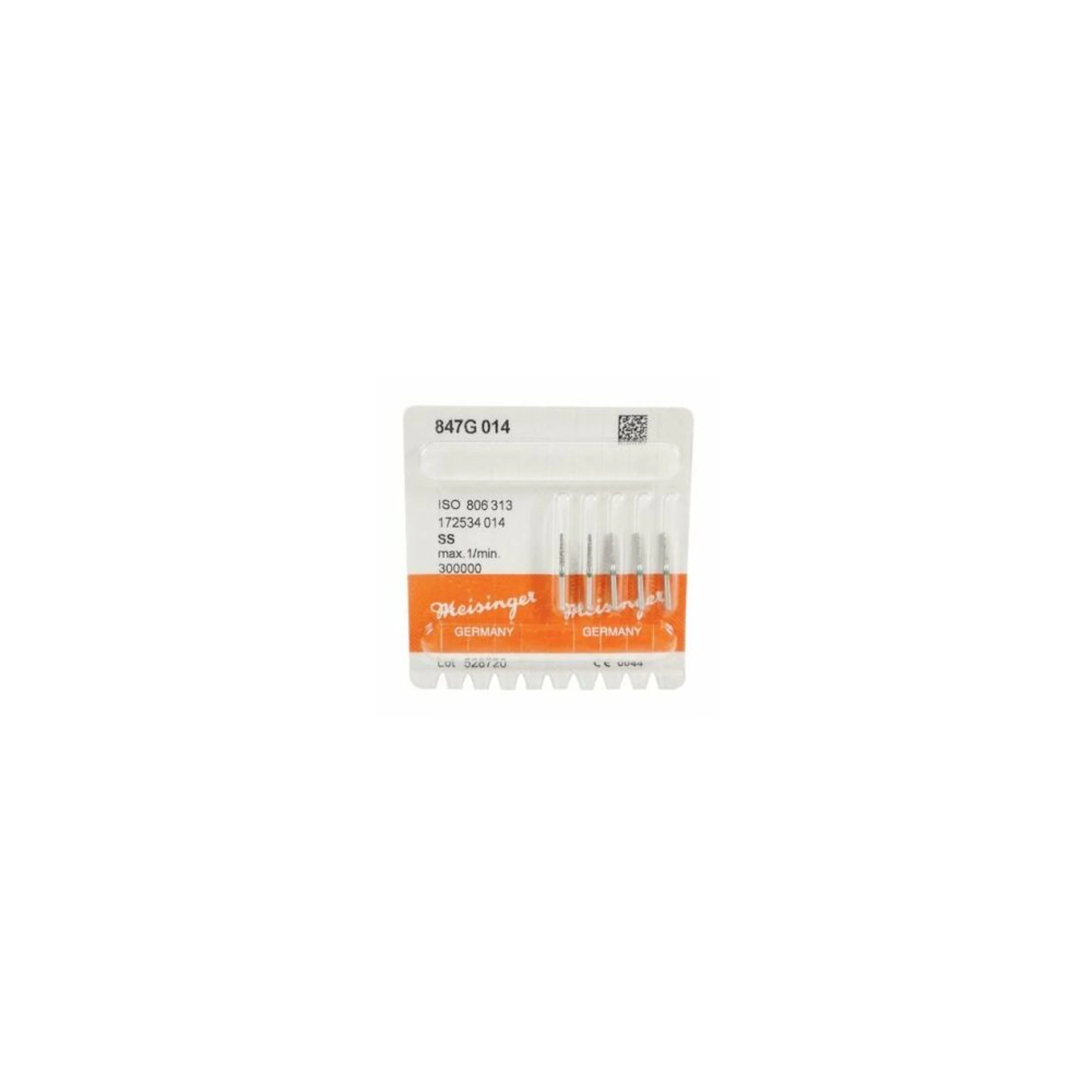 Meisinger Multi-Use Diamond Bur, FG, Long Tapered Flat End, #847G, 1.4 mm, Coarse, Green, 5/Pk, 847G-014-FG thumbnail 3