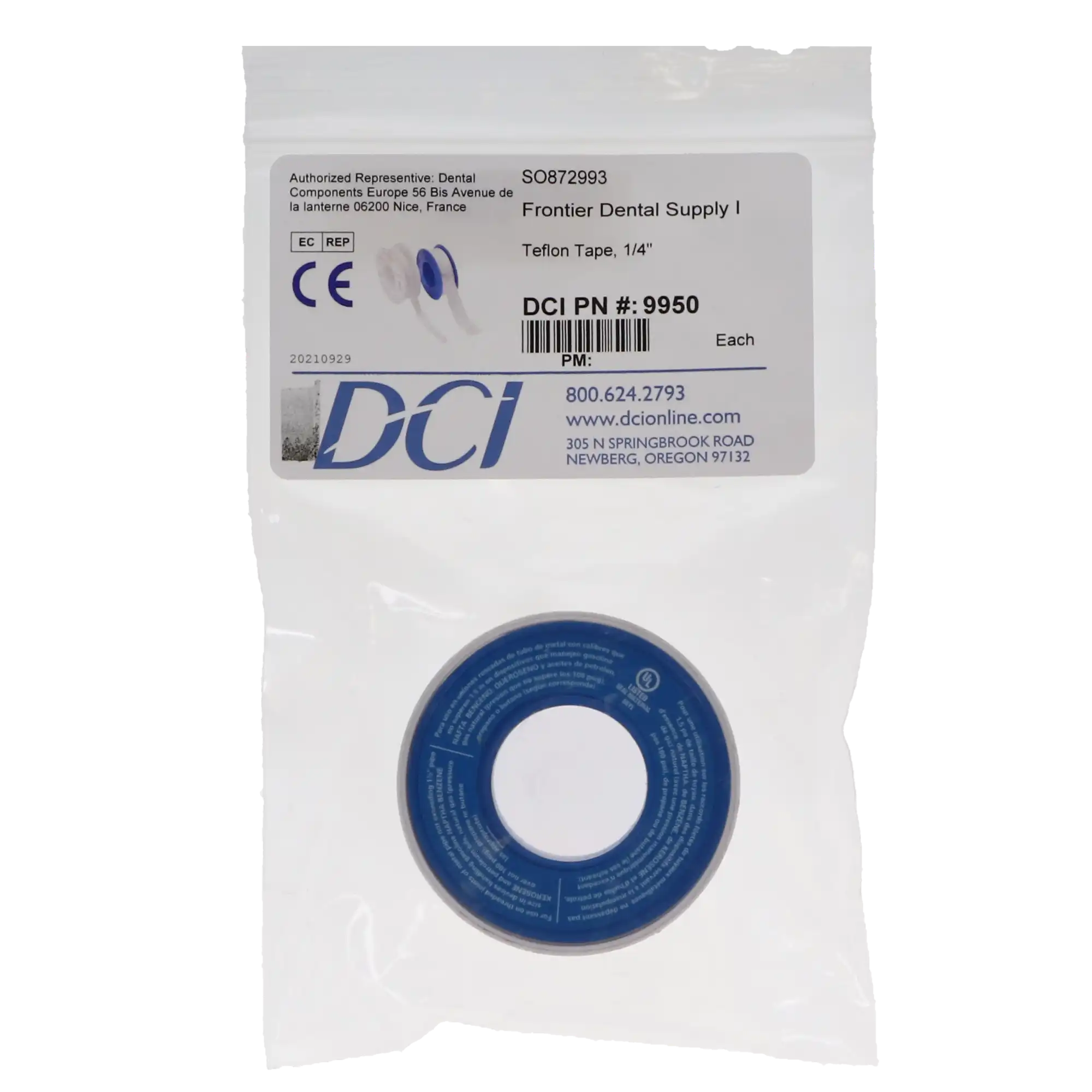 DCI International Teflon Tape, 1/4" x 14.44 Yards, Single Roll, 9950 thumbnail 4