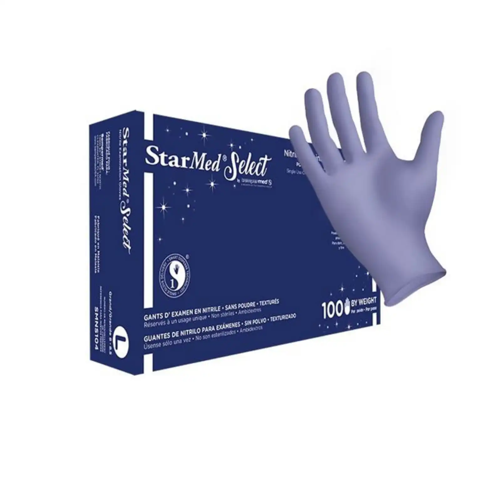 StarMed Select Nitrile Exam Gloves, Powder Free, Latex Free, Violet Blue, Large, 100/Box, SMNS104 thumbnail 2