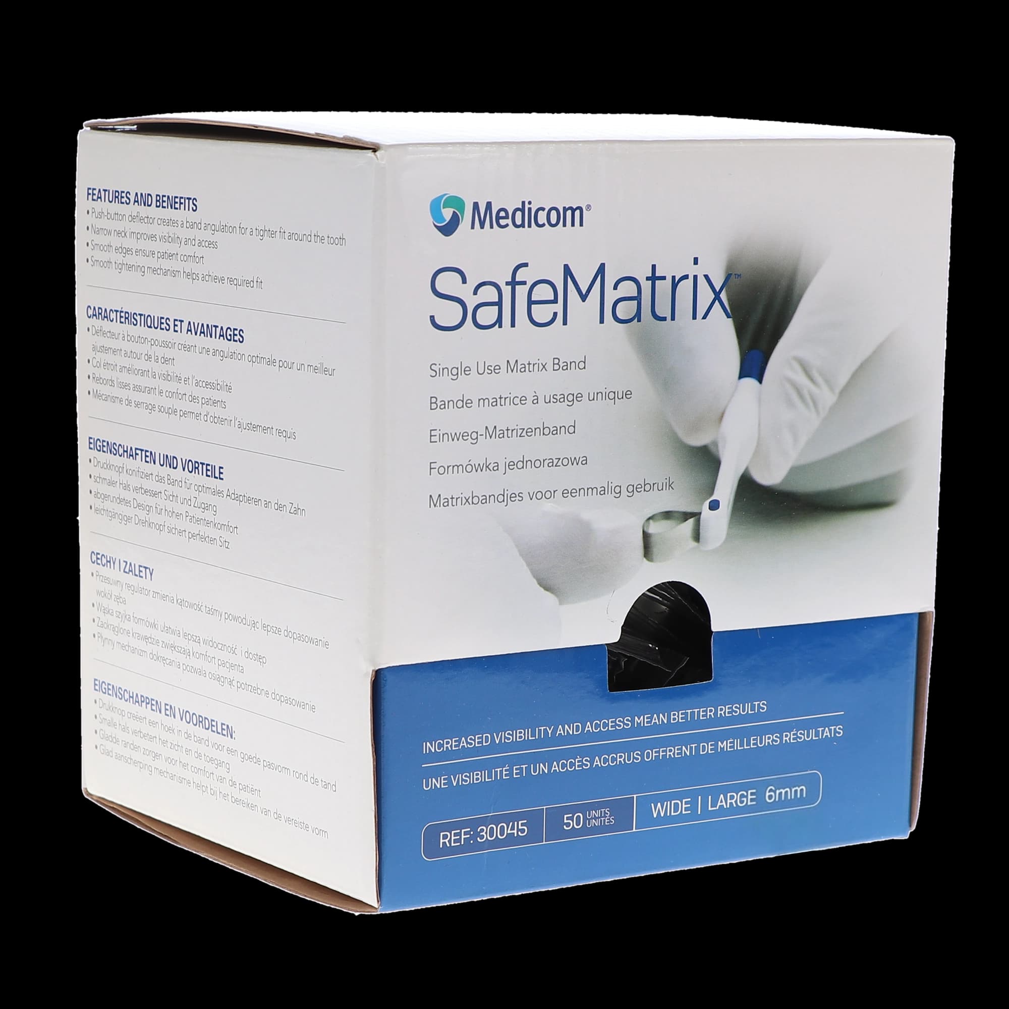 SafeMatrix Single-Use Matrix Bands, Regular Wide 6mm, Blue, 50/Box, 30045 thumbnail 14