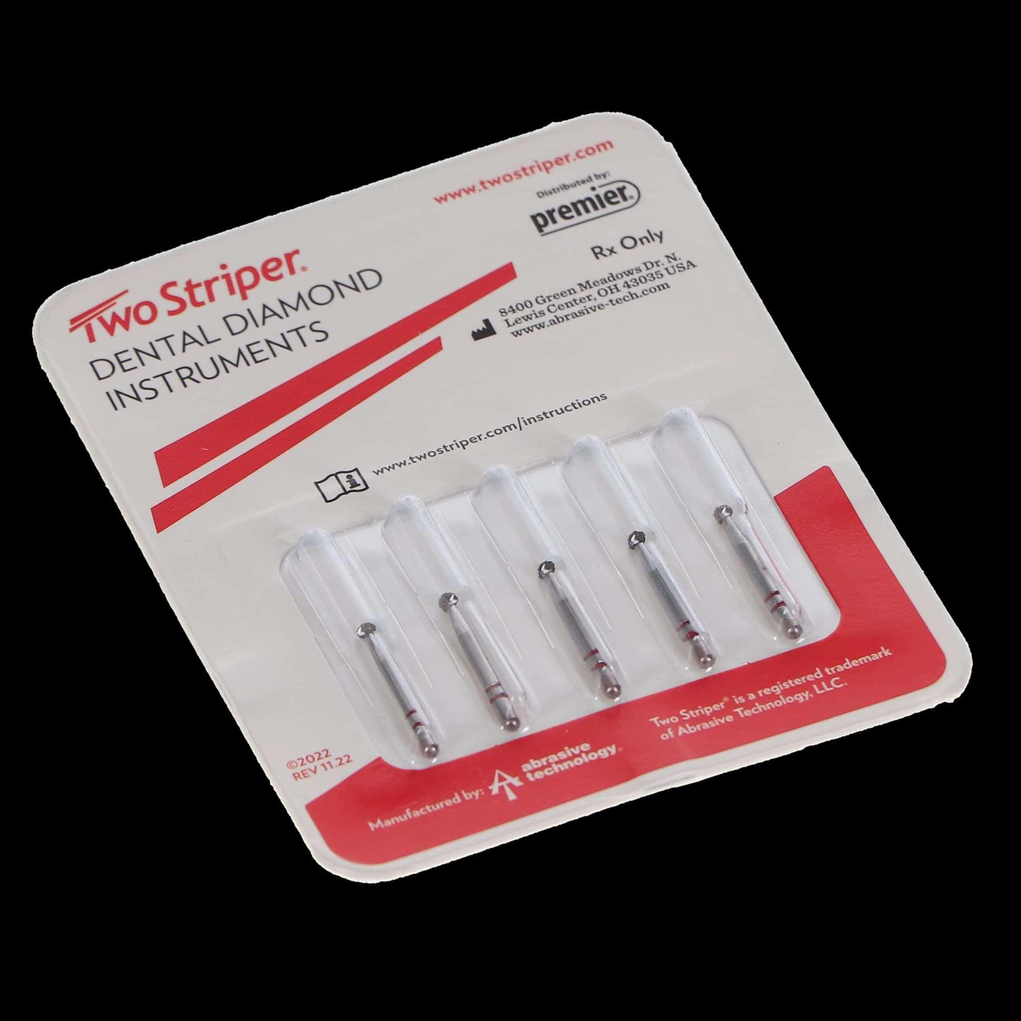 Two Striper Diamond Bur, Round, Fine, Friction Grip (FG), #125F, 1.8 mm Head Diameter, 1.7 mm Head Length, Red Ring, 5/Pk, 2015016 thumbnail 6