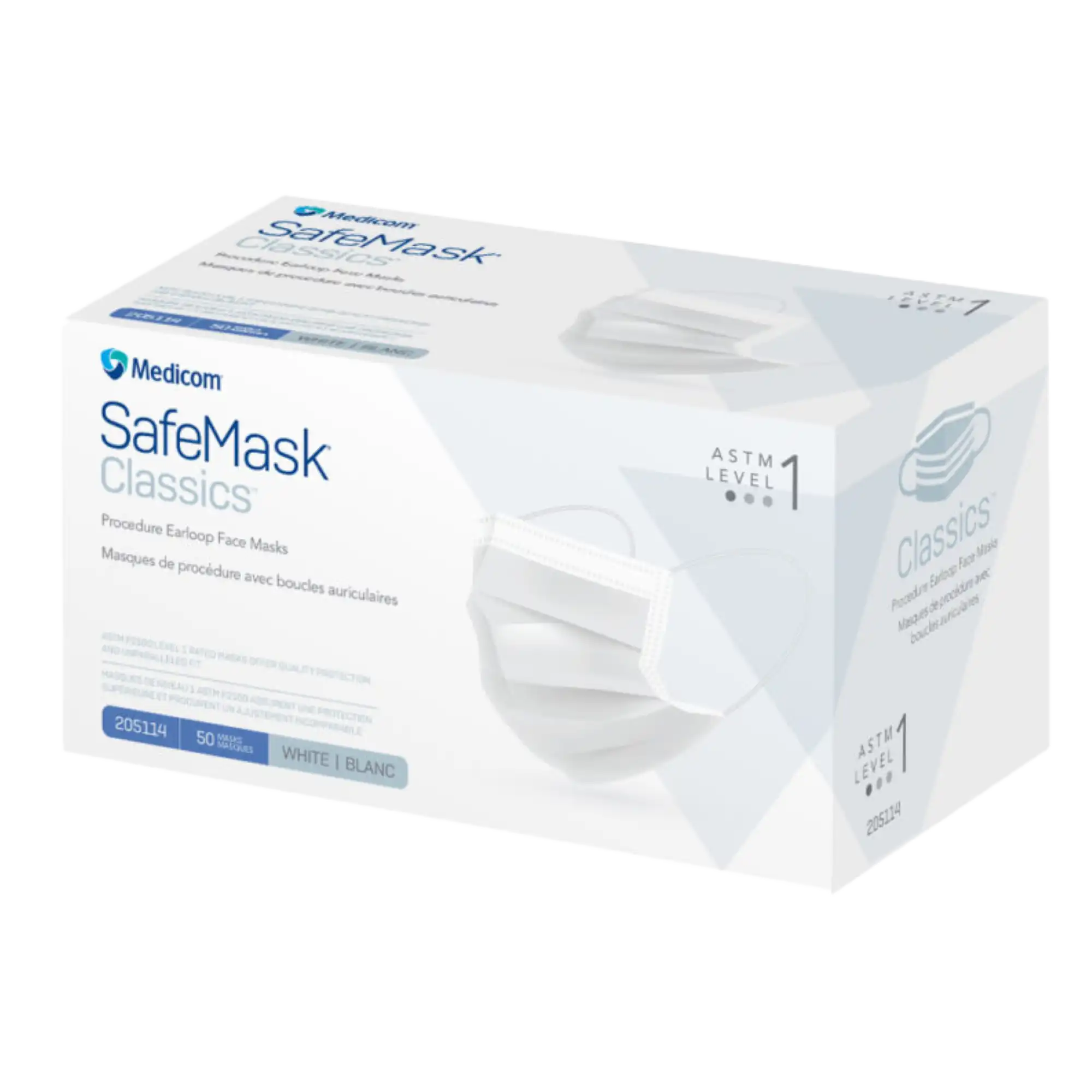 SafeMask® Classics™ Procedure Earloop Face Mask, ASTM Level 1, White, 50/Box, 205114 thumbnail 2