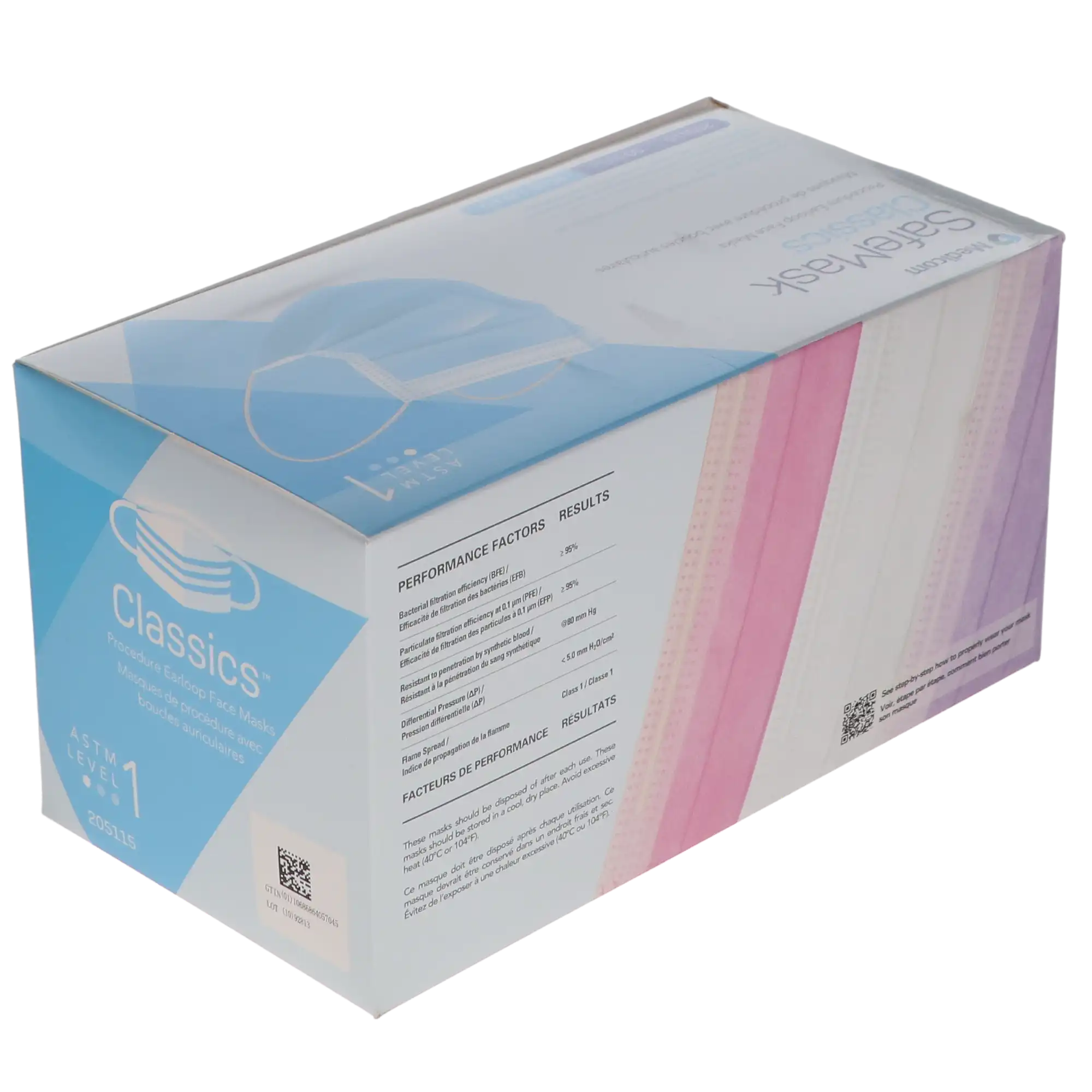 SafeMask® Classics™ Procedure Earloop Face Mask, ASTM Level 1, Blue, 50/Box, 205115 thumbnail 11