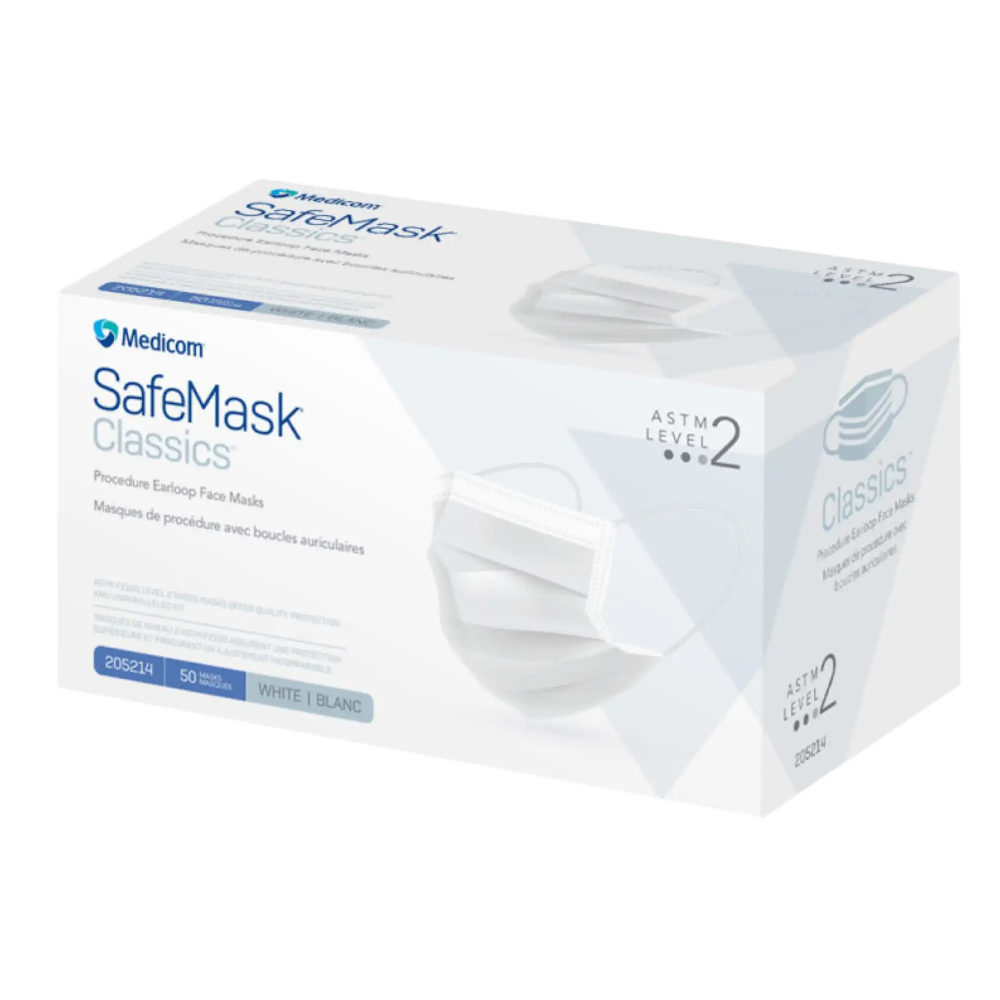 SafeMask® Classics™ Procedure Earloop Face Mask, ASTM Level 2, White, 50/Box, 205214 - SafeMask® Classics™ Procedure Face Mask ASTM Level 2 White Box of 50 - Image 1