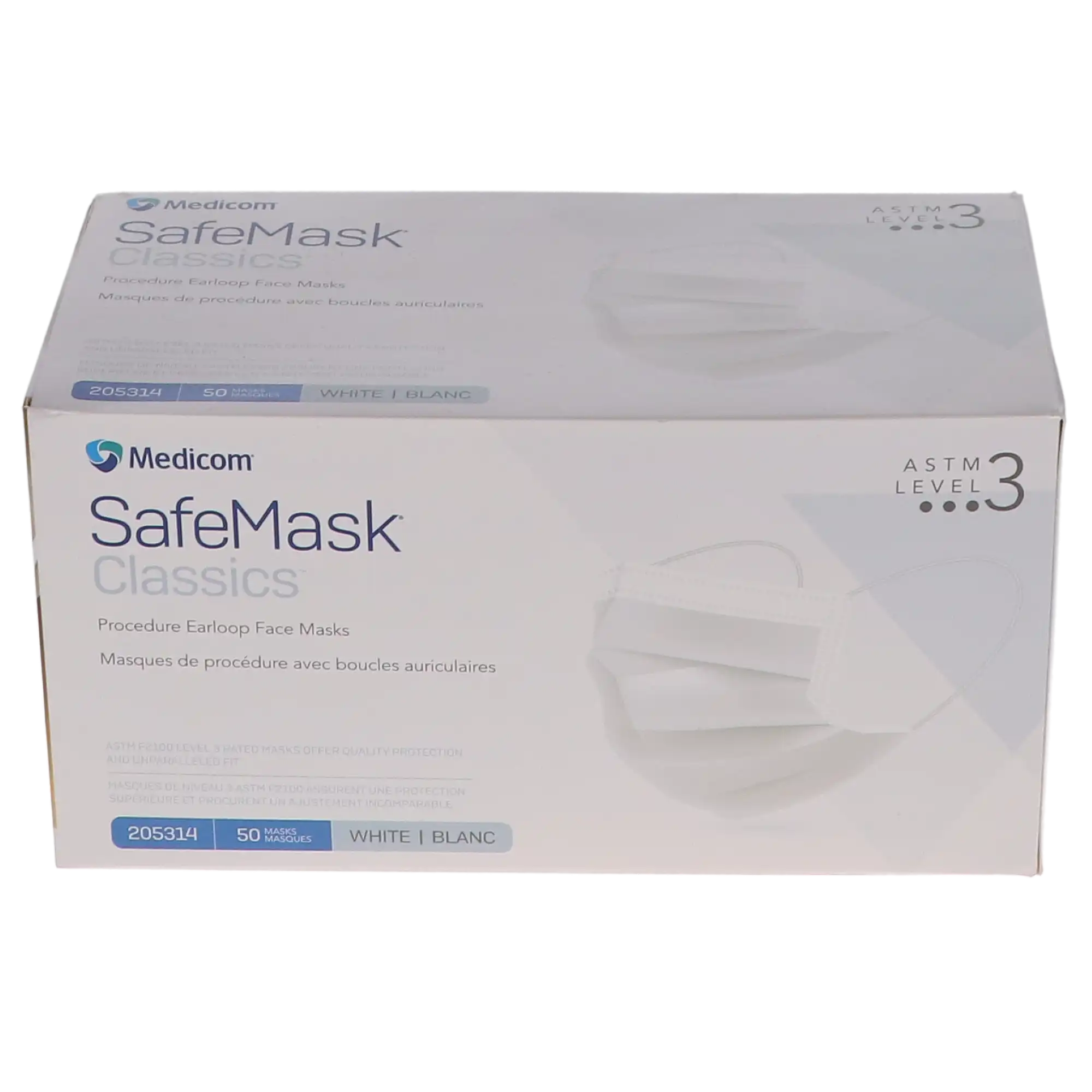 SafeMask® Classics™ Procedure Earloop Face Mask, ASTM Level 3, White, 50/Box, 205314 thumbnail 5
