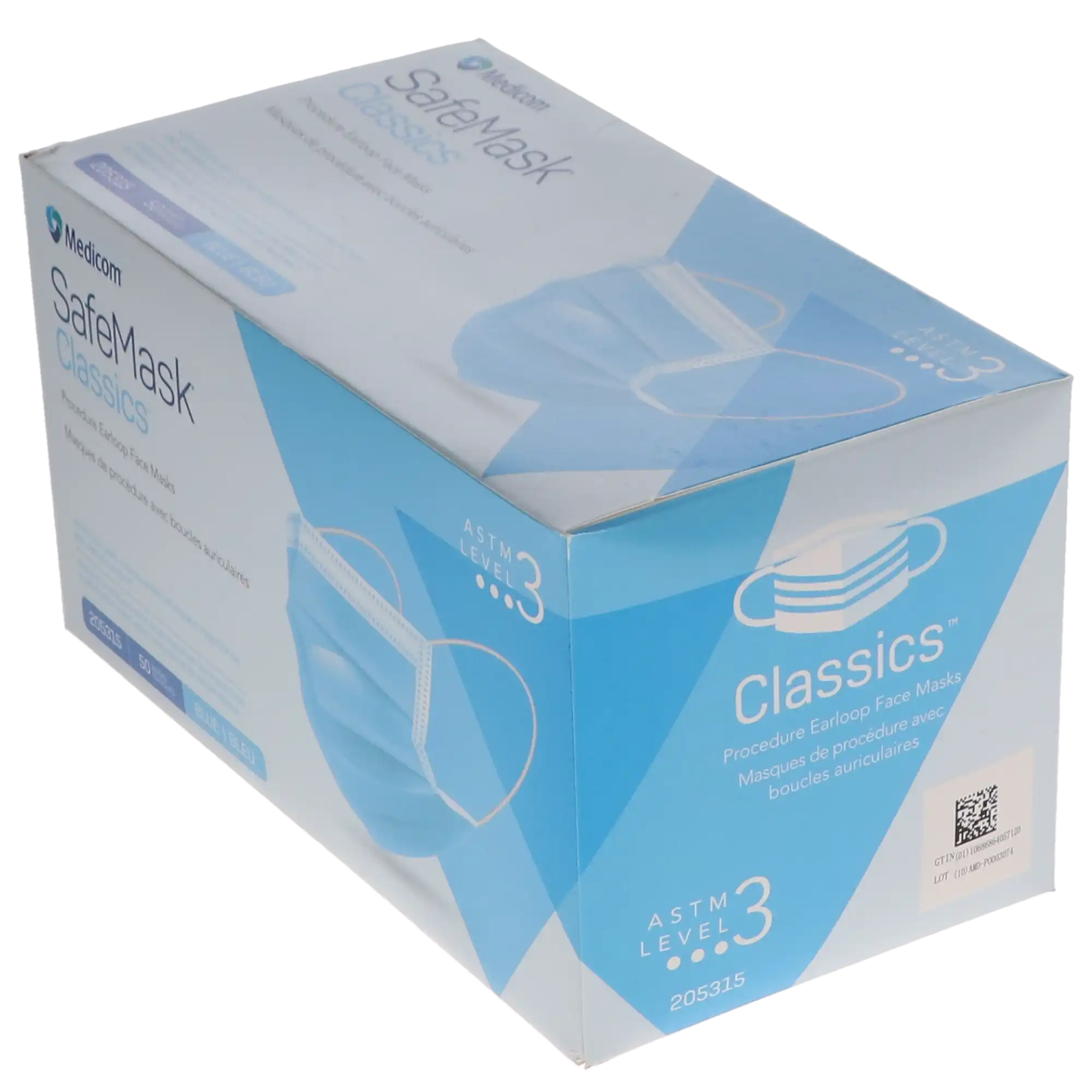 SafeMask® Classics™ Procedure Earloop Face Mask, ASTM Level 3, Blue, 50/Box, 205315 thumbnail 11