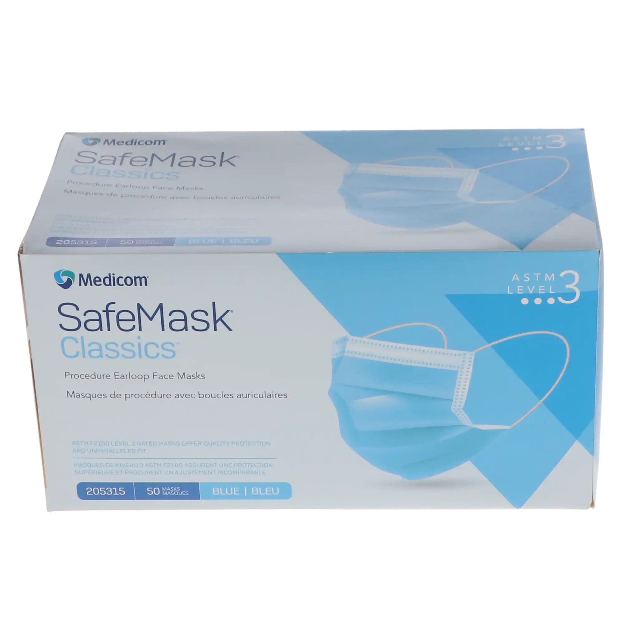 SafeMask® Classics™ Procedure Earloop Face Mask, ASTM Level 3, Blue, 50/Box, 205315 thumbnail 12