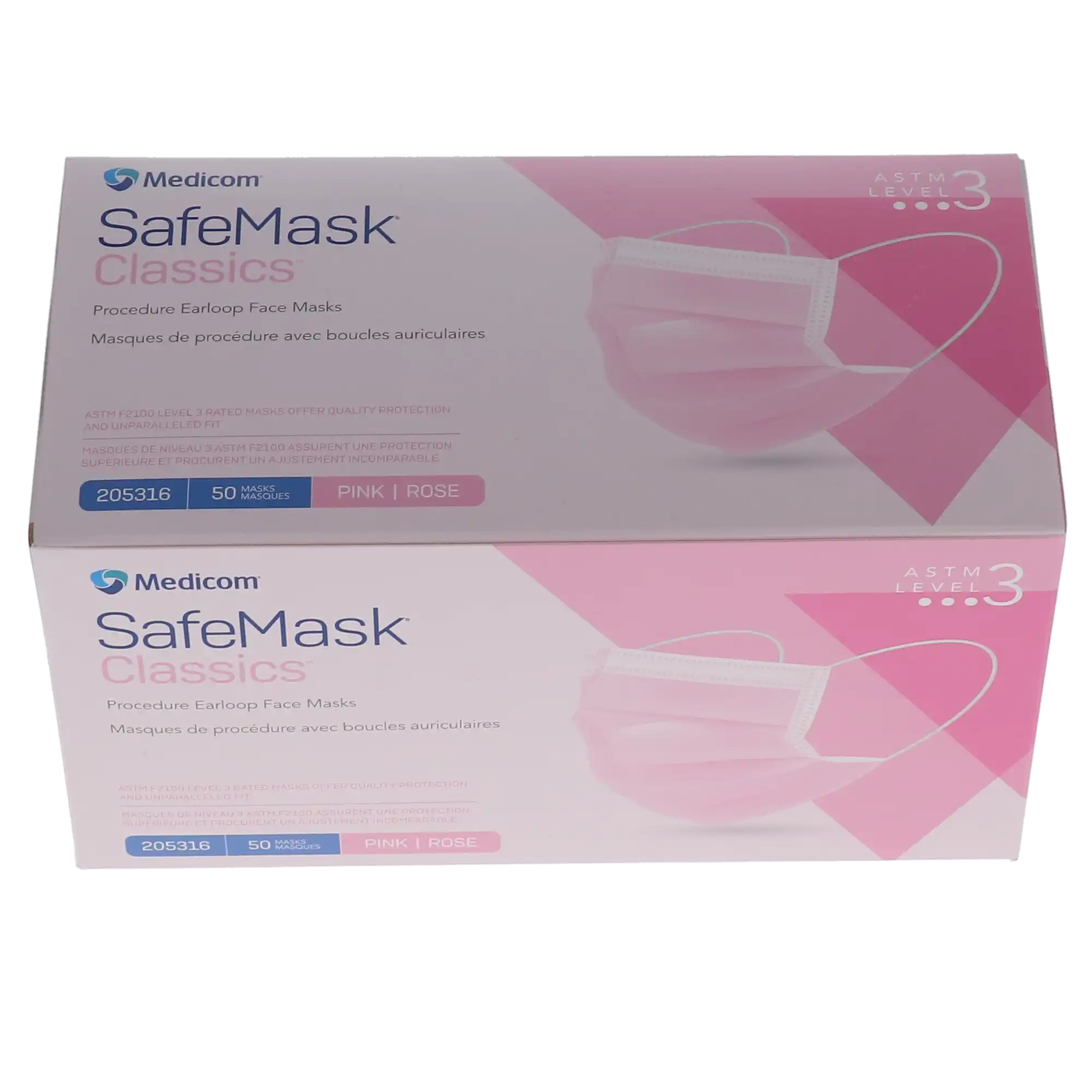 SafeMask® Classics™ Procedure Earloop Face Mask, ASTM Level 3, Pink, 50/Box, 205316 thumbnail 13